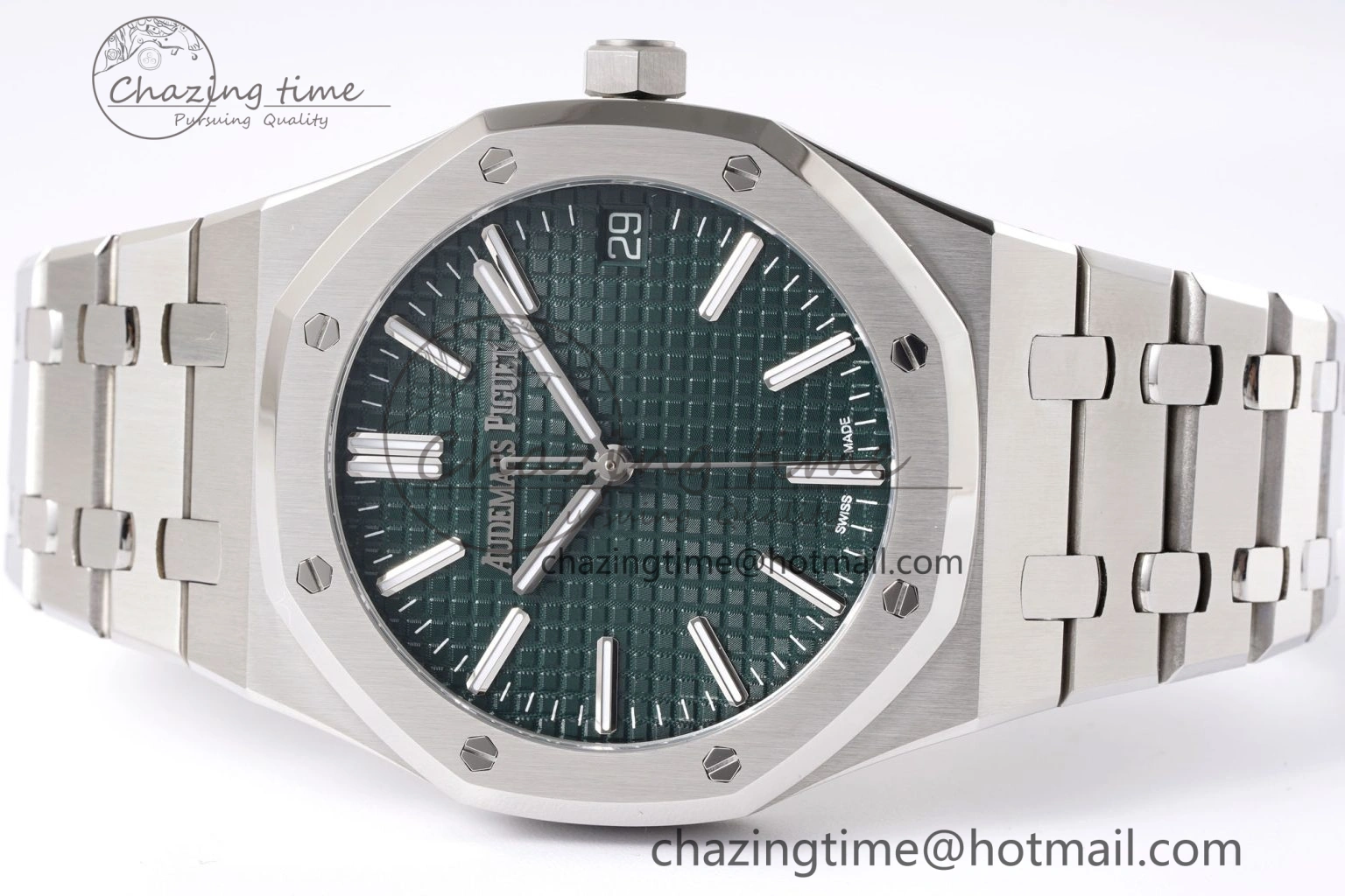 Breathable Royal Oak 41mm 15510 “50th Anniversary” SS APSF 1:1 Best Edition Green Dial on SS Bracelet SA4302 Super Clone 4587