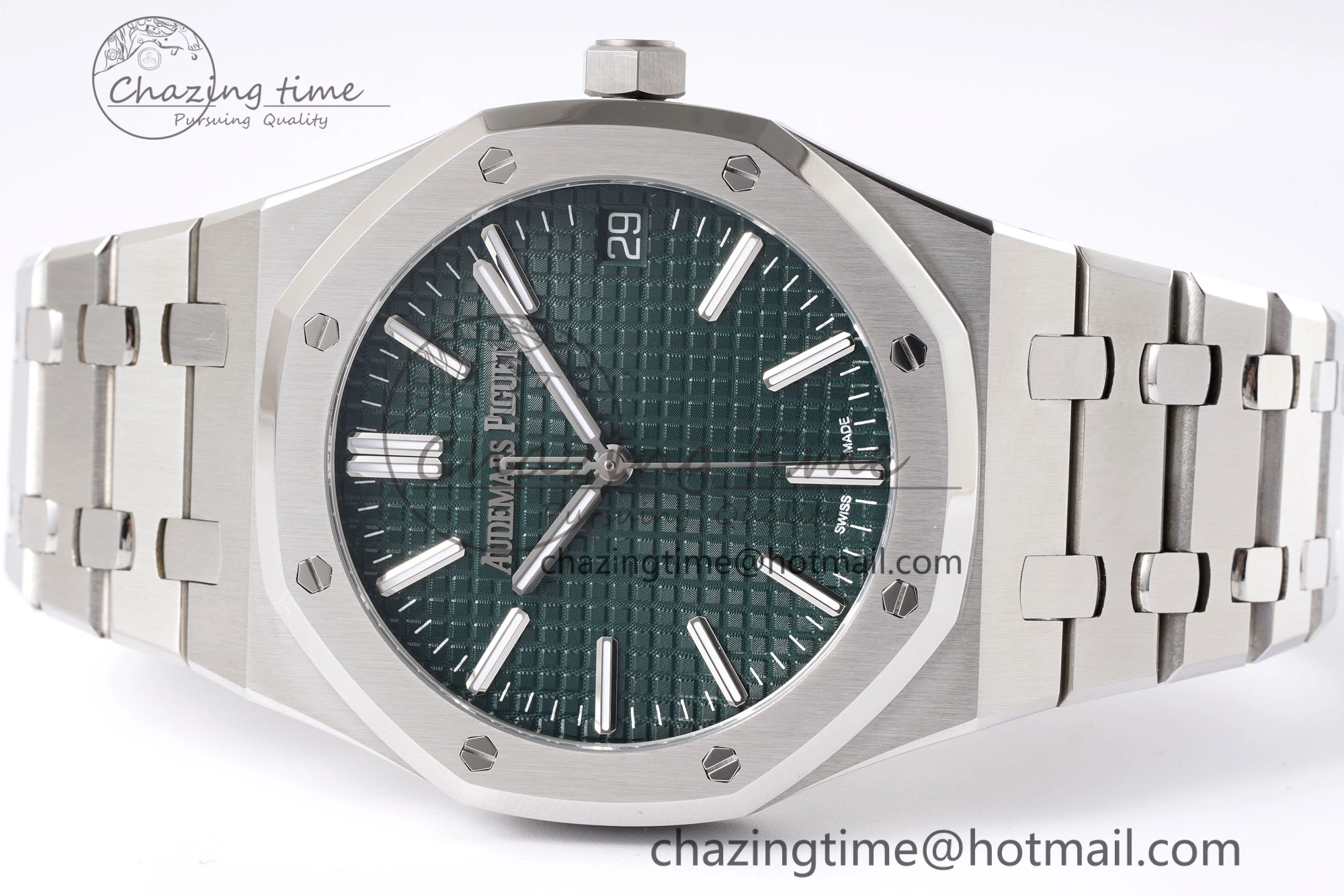 Breathable Royal Oak 41mm 15510 “50th Anniversary” SS APSF 1:1 Best Edition Green Dial on SS Bracelet SA4302 Super Clone 4587