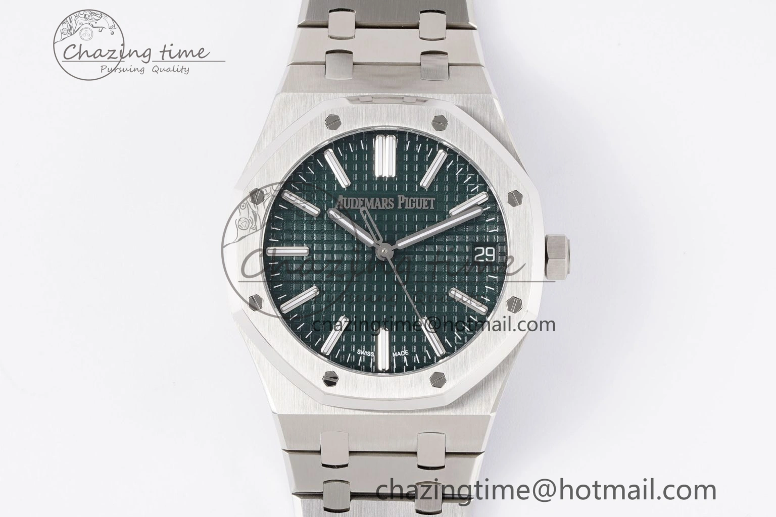 Breathable Royal Oak 41mm 15510 “50th Anniversary” SS APSF 1:1 Best Edition Green Dial on SS Bracelet SA4302 Super Clone 4587