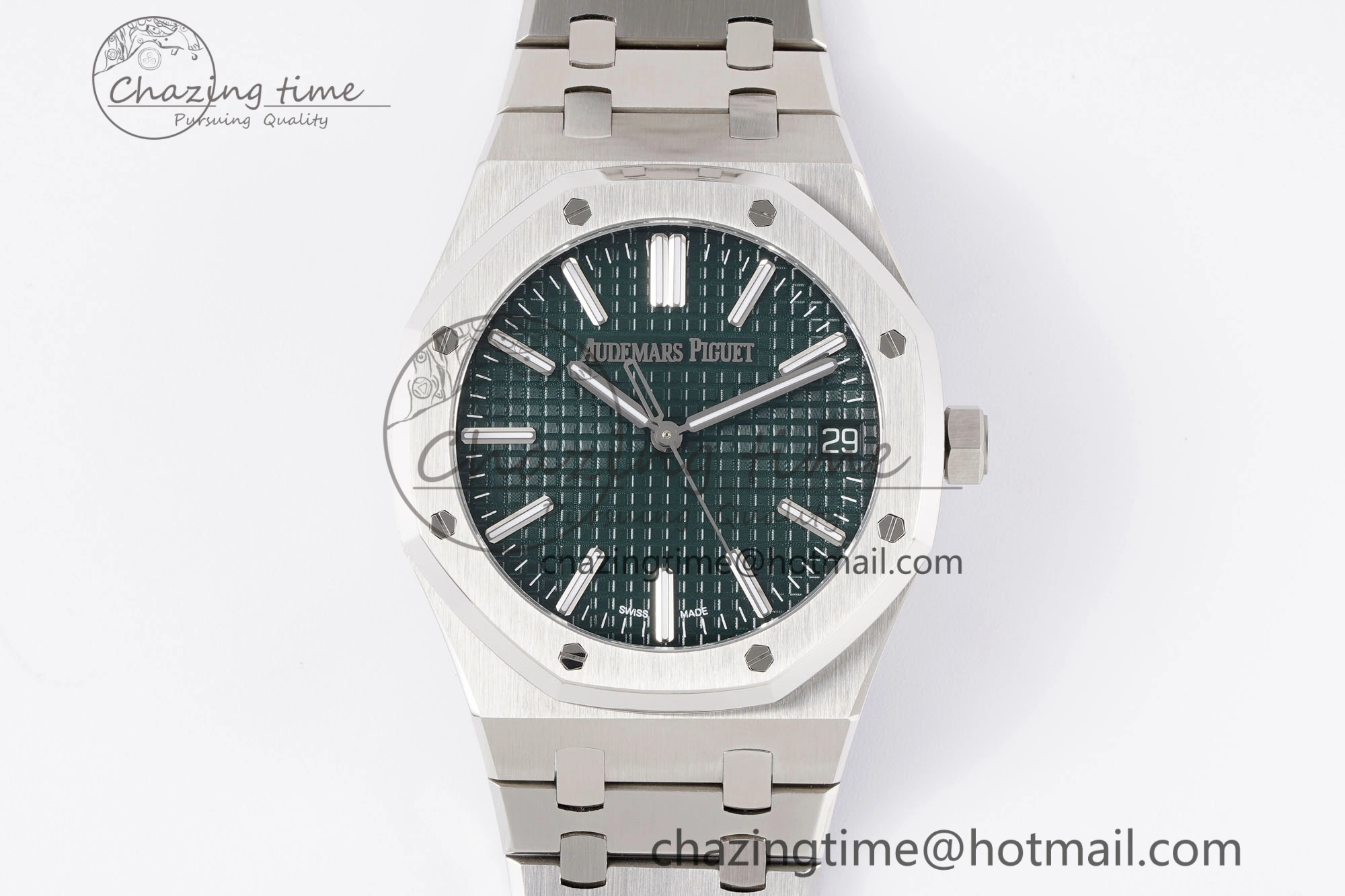 Breathable Royal Oak 41mm 15510 “50th Anniversary” SS APSF 1:1 Best Edition Green Dial on SS Bracelet SA4302 Super Clone 4587