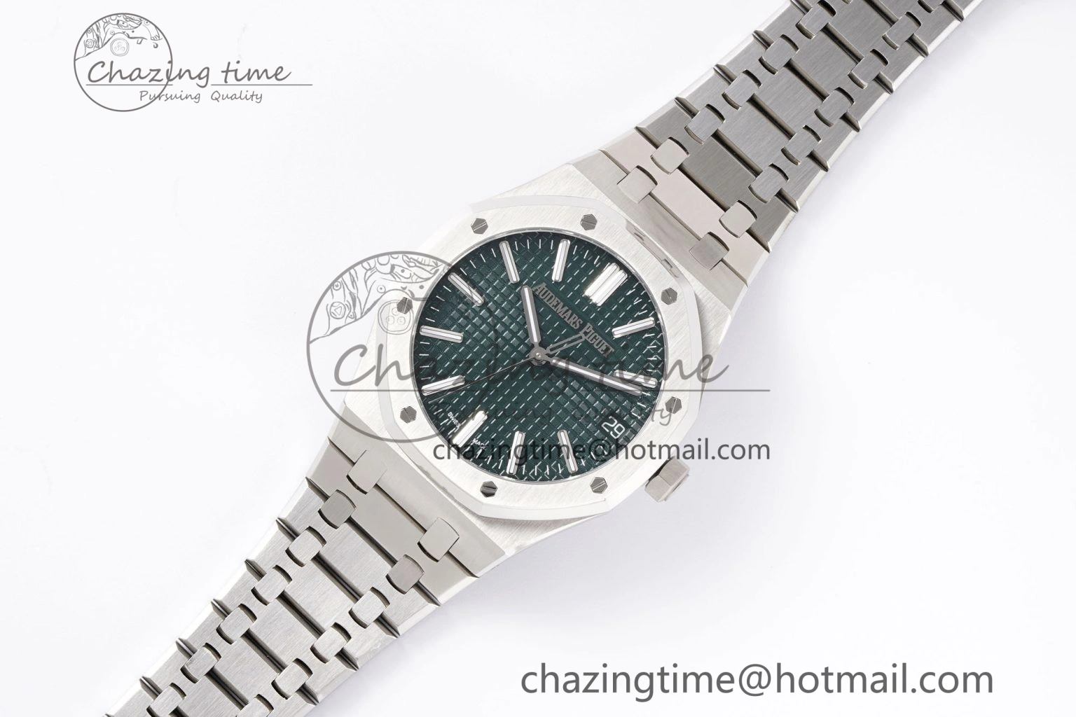 Breathable Royal Oak 41mm 15510 “50th Anniversary” SS APSF 1:1 Best Edition Green Dial on SS Bracelet SA4302 Super Clone 4587