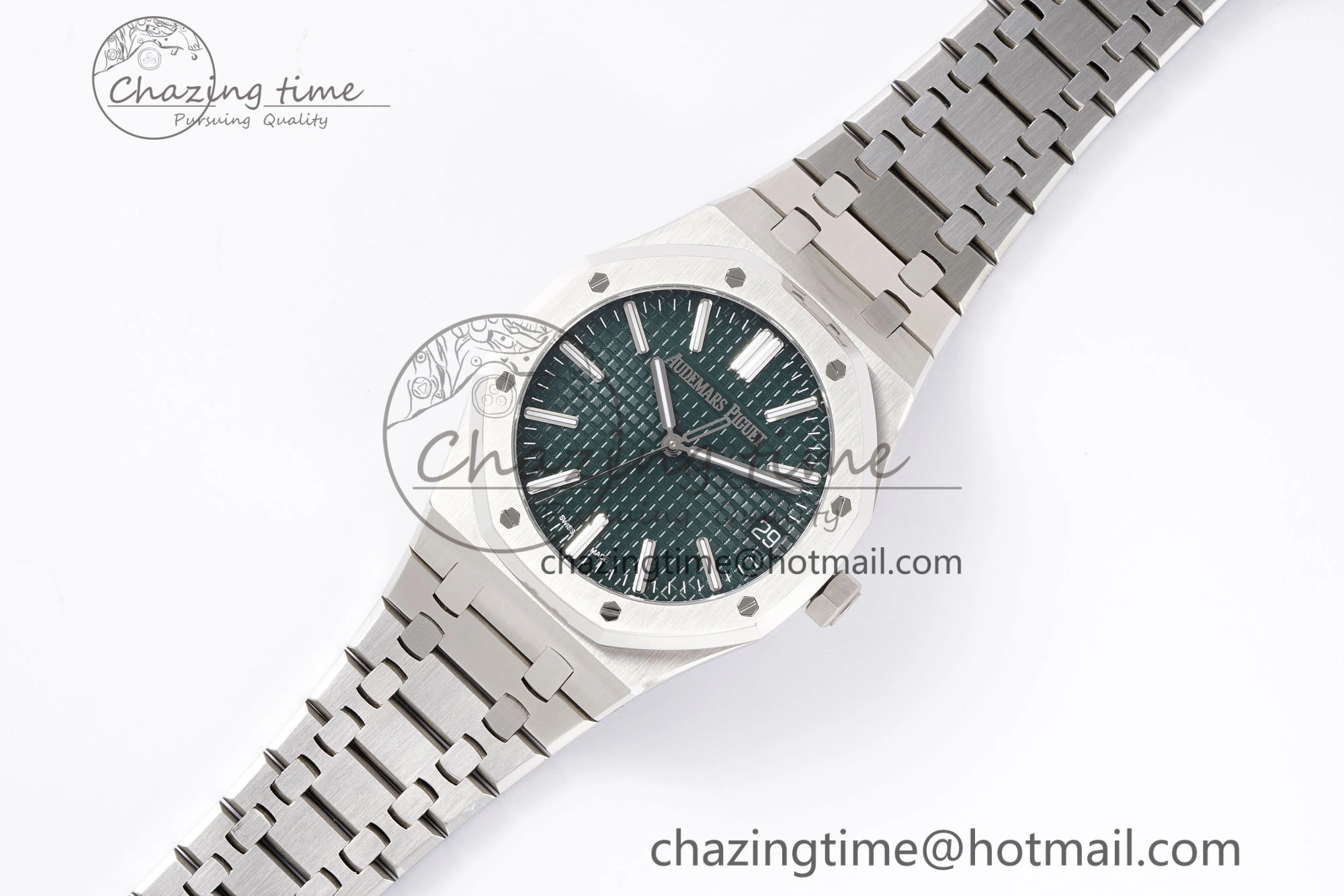 Breathable Royal Oak 41mm 15510 “50th Anniversary” SS APSF 1:1 Best Edition Green Dial on SS Bracelet SA4302 Super Clone 4587
