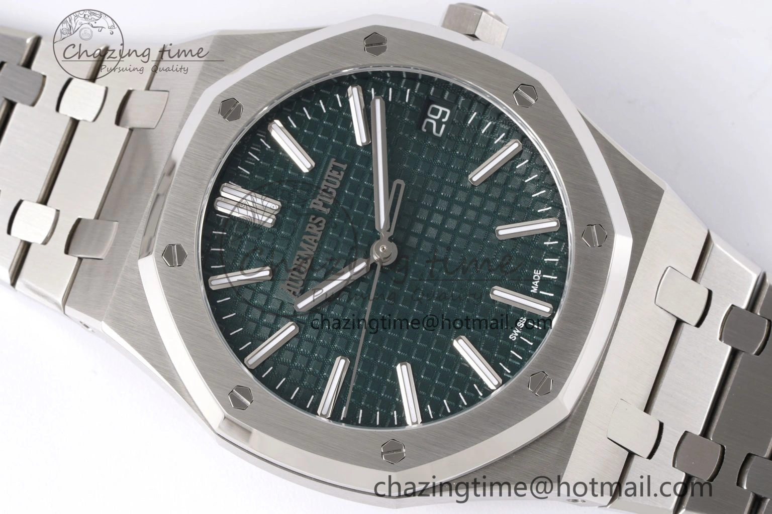 Breathable Royal Oak 41mm 15510 “50th Anniversary” SS APSF 1:1 Best Edition Green Dial on SS Bracelet SA4302 Super Clone 4587