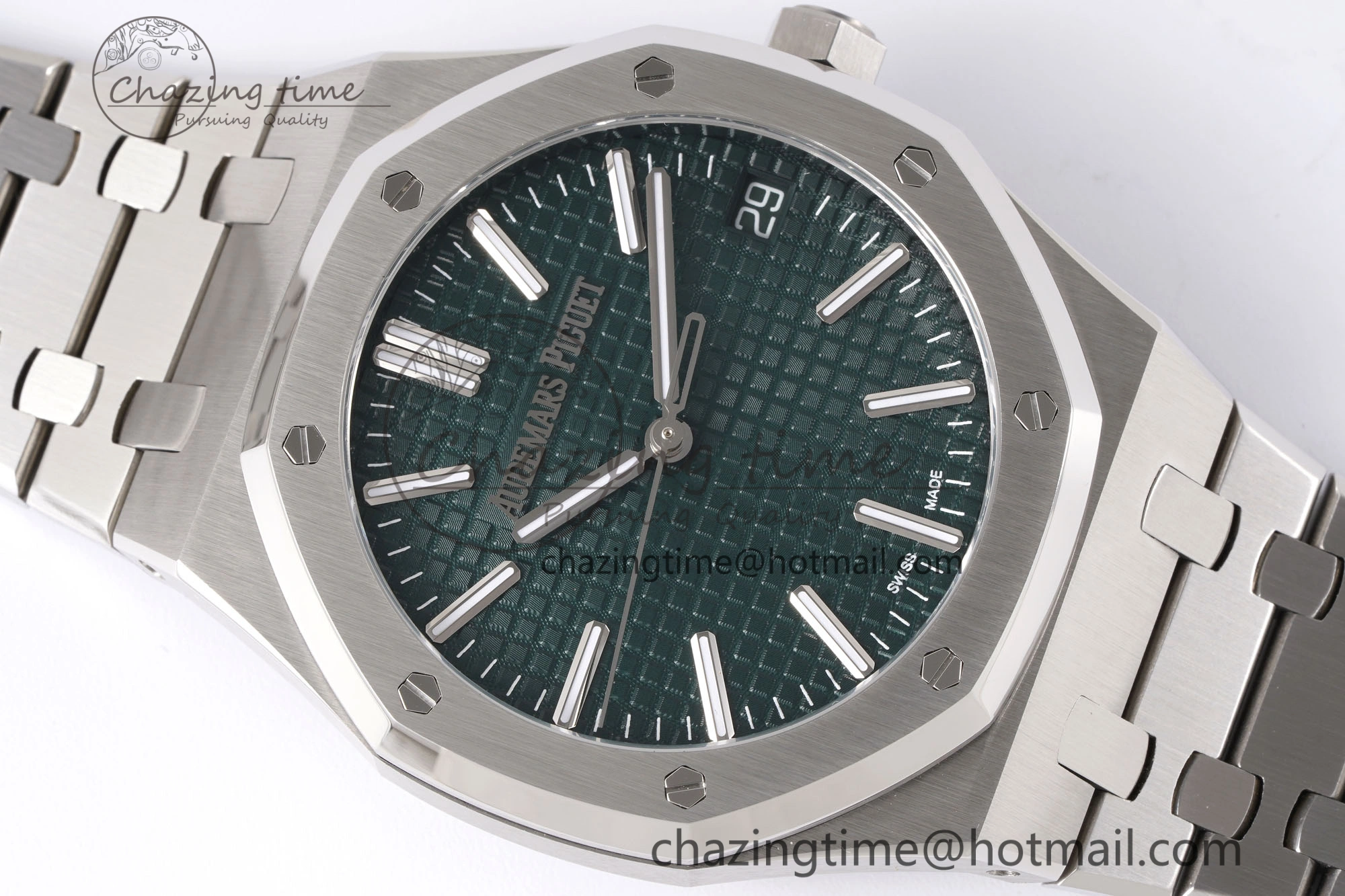 Breathable Royal Oak 41mm 15510 “50th Anniversary” SS APSF 1:1 Best Edition Green Dial on SS Bracelet SA4302 Super Clone 4587