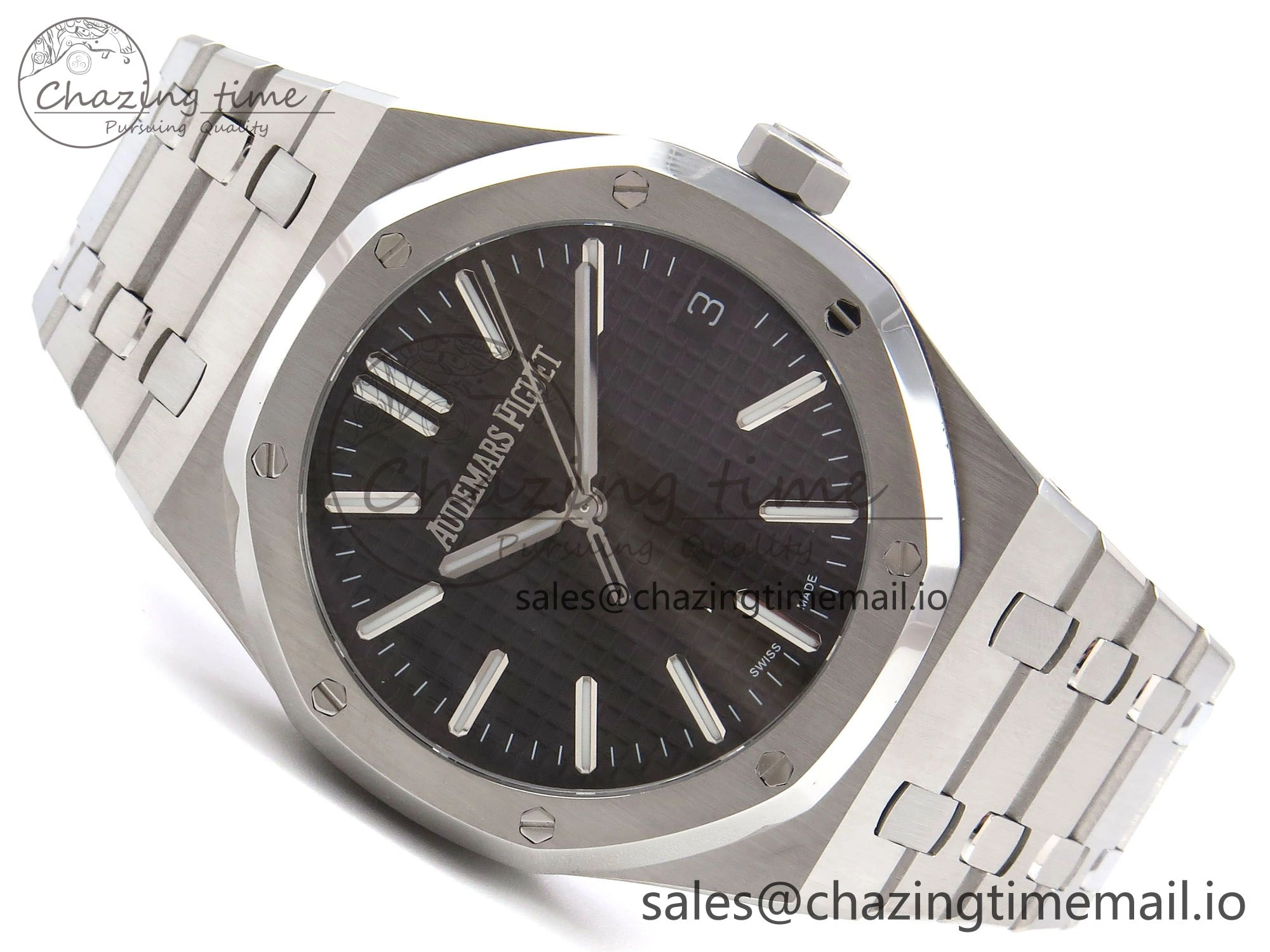 Royal Oak 41mm 15510 “50th Anniversary” SS IPF 1:1 Best Edition Black Textured Dial on SS Bracelet SA4302 Super Clone Trendy 4385