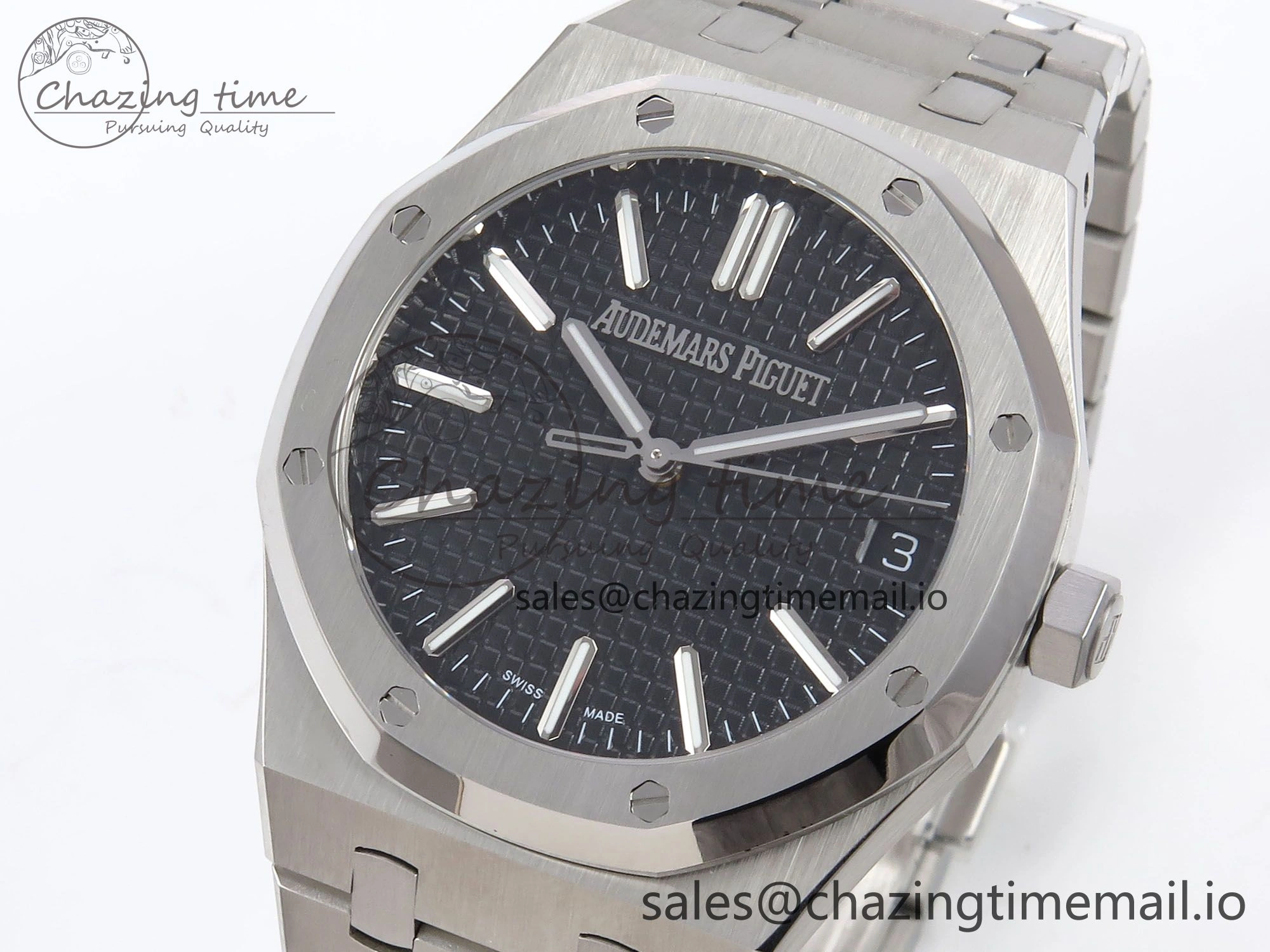 Royal Oak 41mm 15510 “50th Anniversary” SS IPF 1:1 Best Edition Black Textured Dial on SS Bracelet SA4302 Super Clone Trendy 4385
