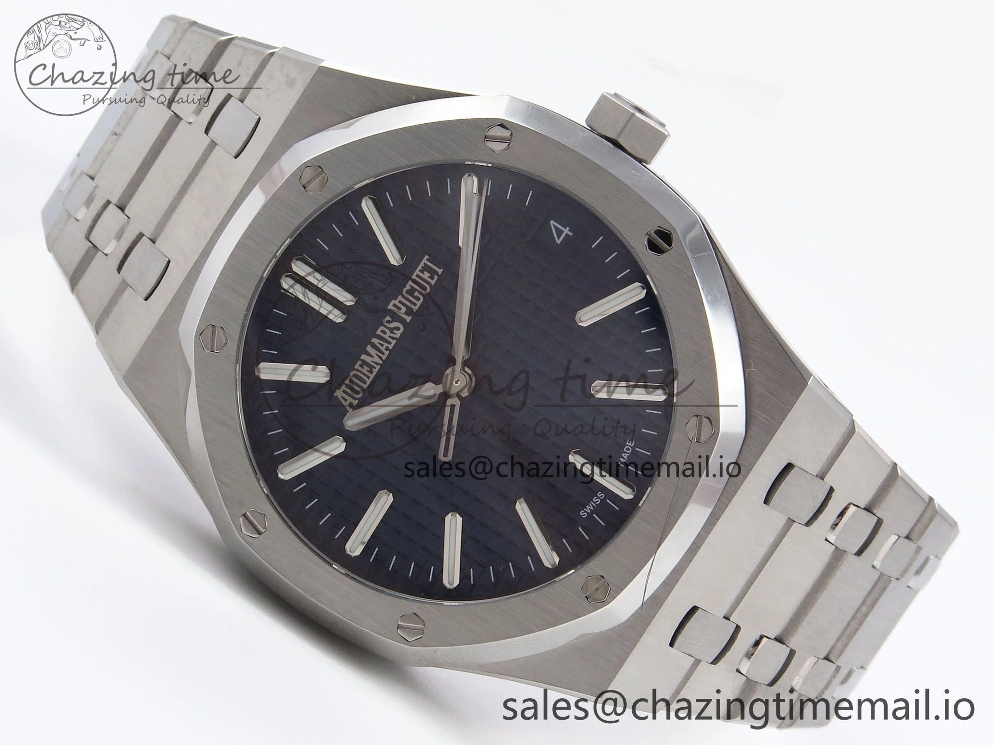Effortless Royal Oak 41mm 15510 “50th Anniversary” SS IPF 1:1 Best Edition Blue Textured Dial on SS Bracelet SA4302 Super Clone 4390