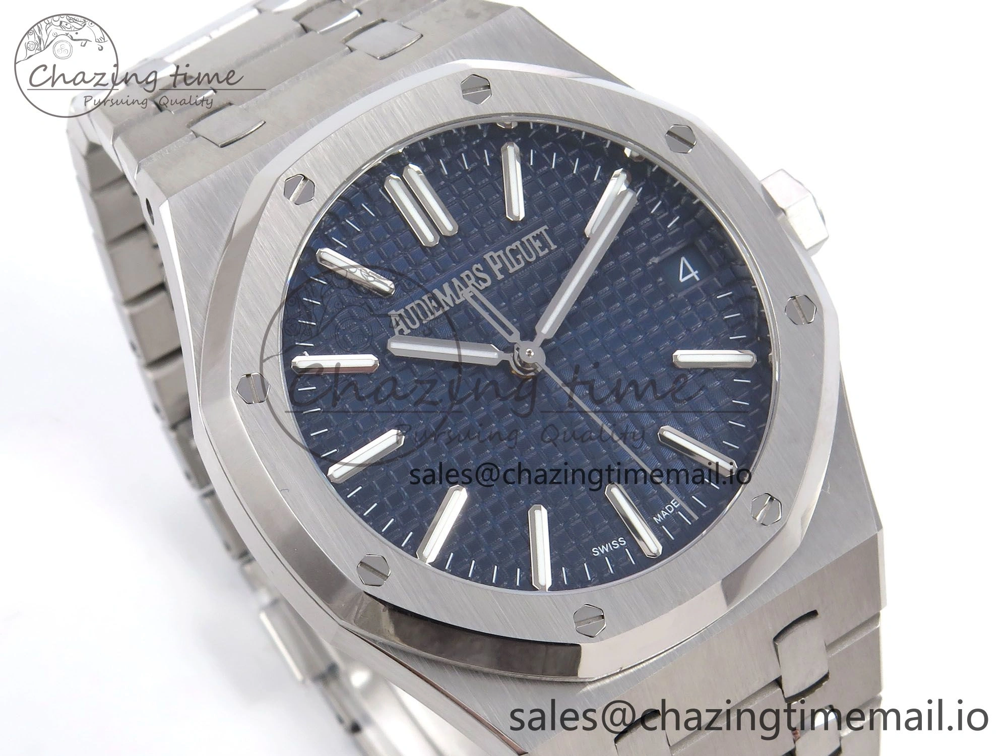 Effortless Royal Oak 41mm 15510 “50th Anniversary” SS IPF 1:1 Best Edition Blue Textured Dial on SS Bracelet SA4302 Super Clone 4390