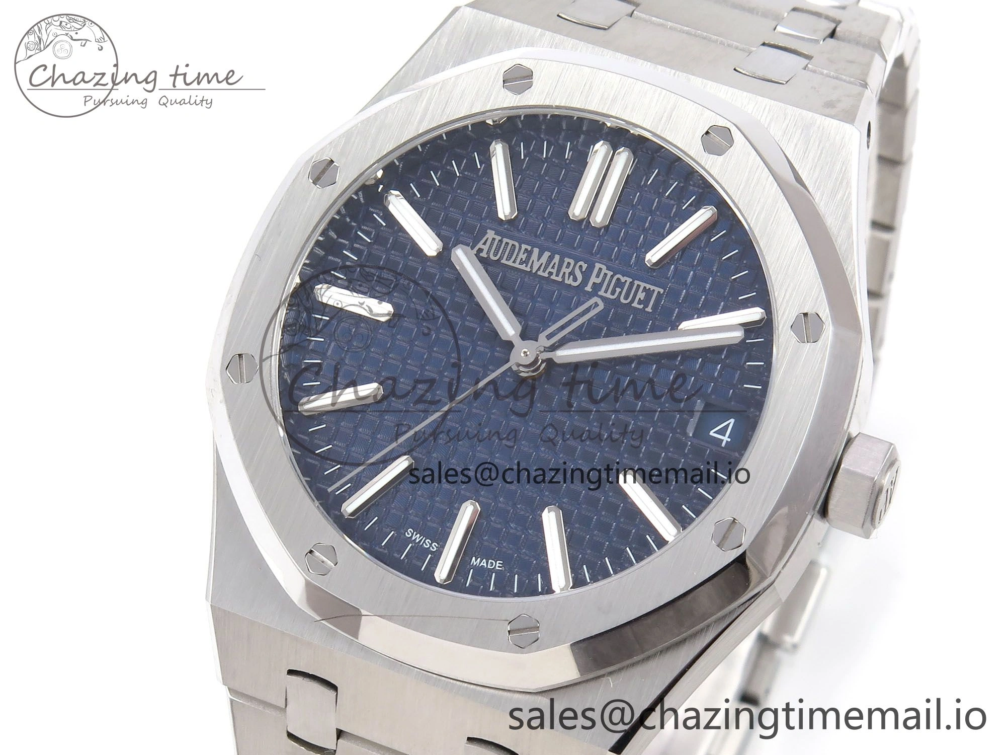 Effortless Royal Oak 41mm 15510 “50th Anniversary” SS IPF 1:1 Best Edition Blue Textured Dial on SS Bracelet SA4302 Super Clone 4390