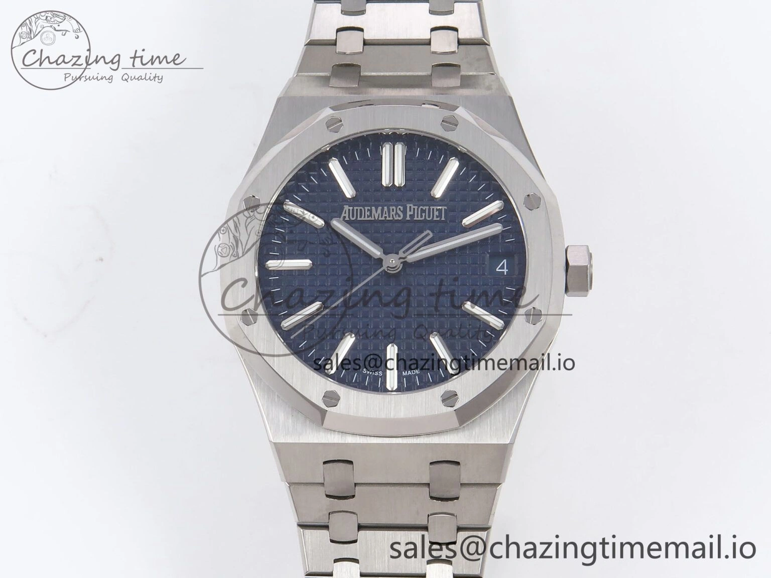 Effortless Royal Oak 41mm 15510 “50th Anniversary” SS IPF 1:1 Best Edition Blue Textured Dial on SS Bracelet SA4302 Super Clone 4390