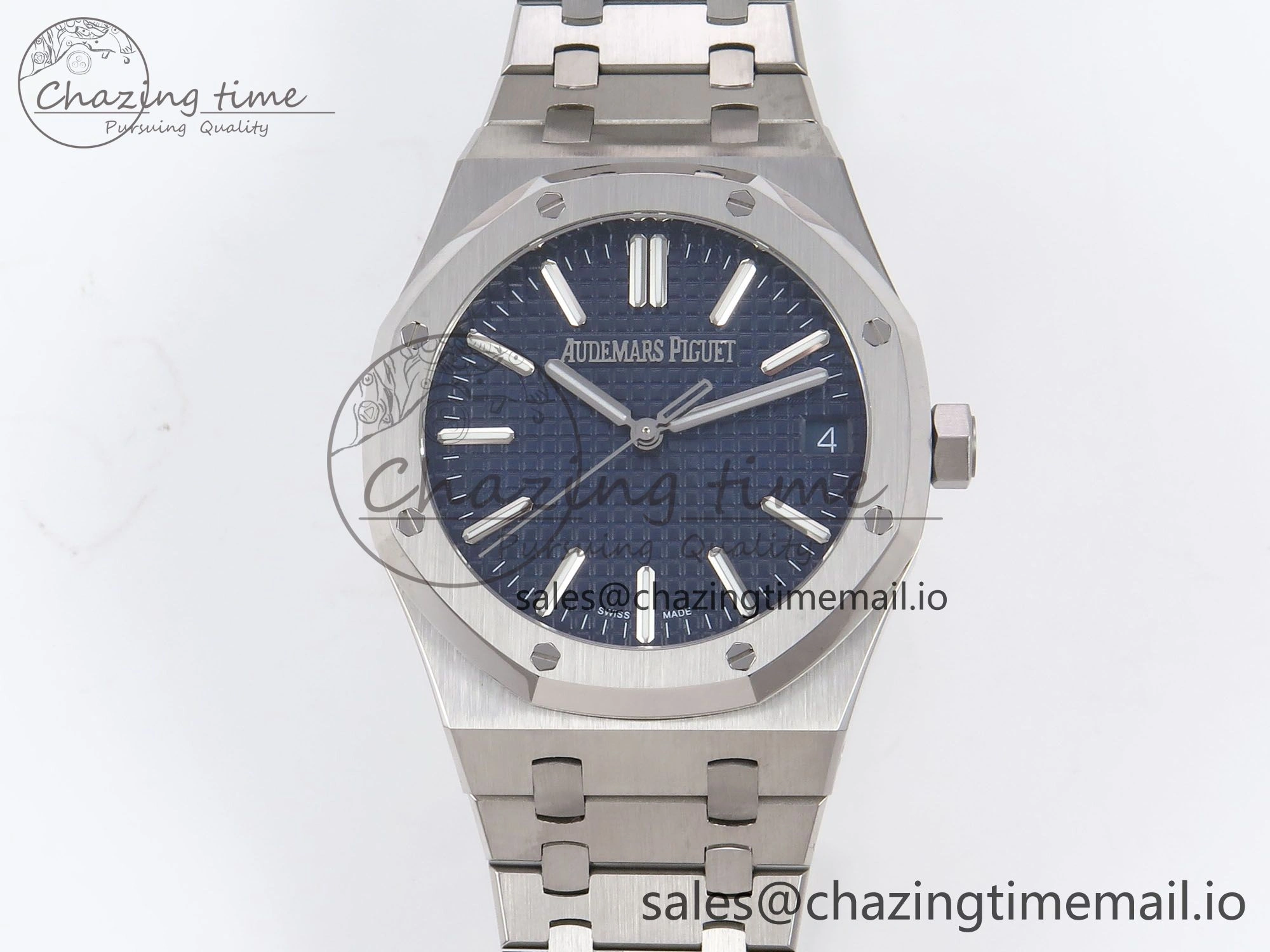 Effortless Royal Oak 41mm 15510 “50th Anniversary” SS IPF 1:1 Best Edition Blue Textured Dial on SS Bracelet SA4302 Super Clone 4390