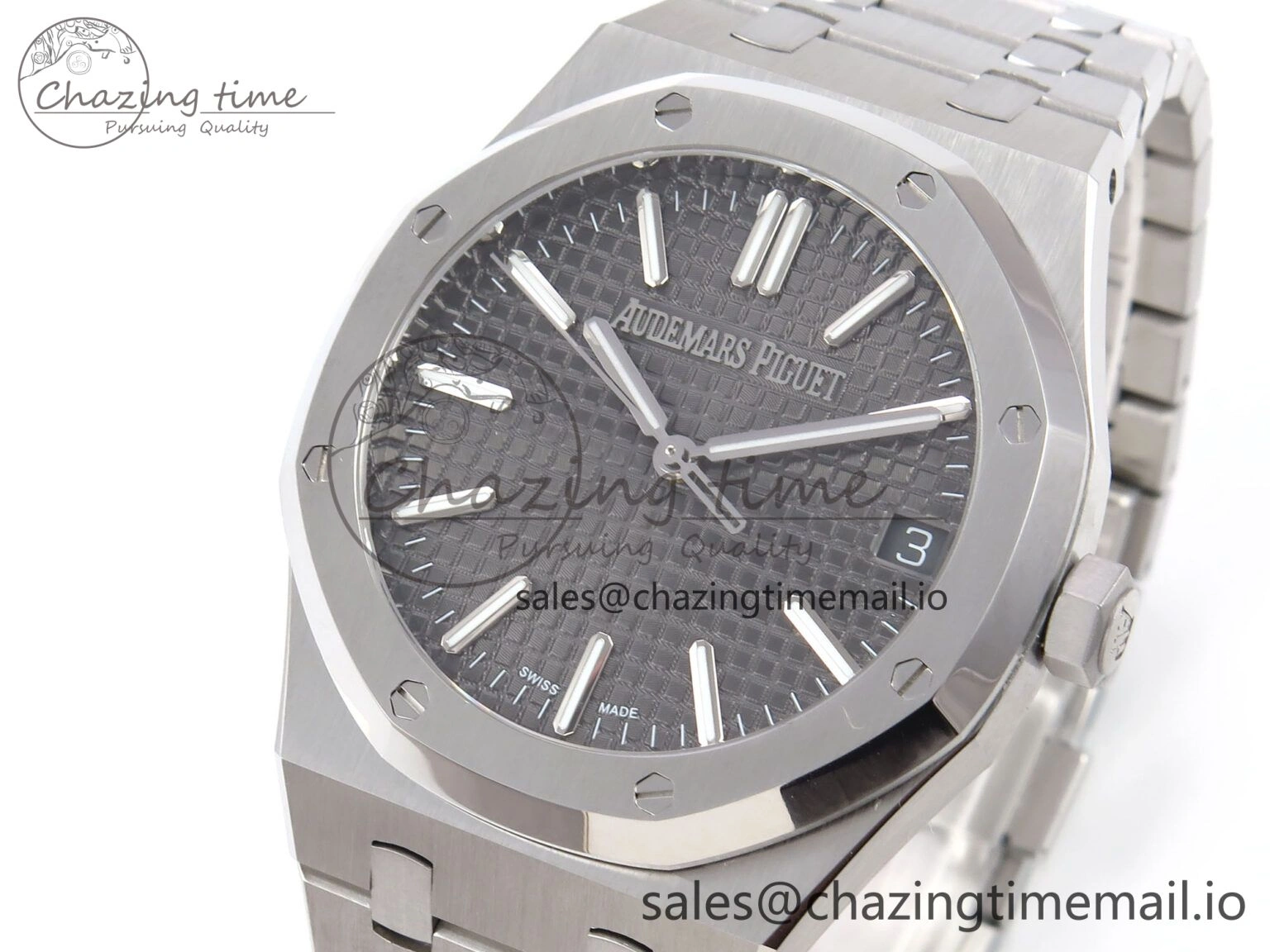 Royal Oak 41mm 15510 “50th Anniversary” SS IPF 1:1 Best Edition Gray Textured Dial on SS Bracelet SA4302 Super Clone Contemporary 4386