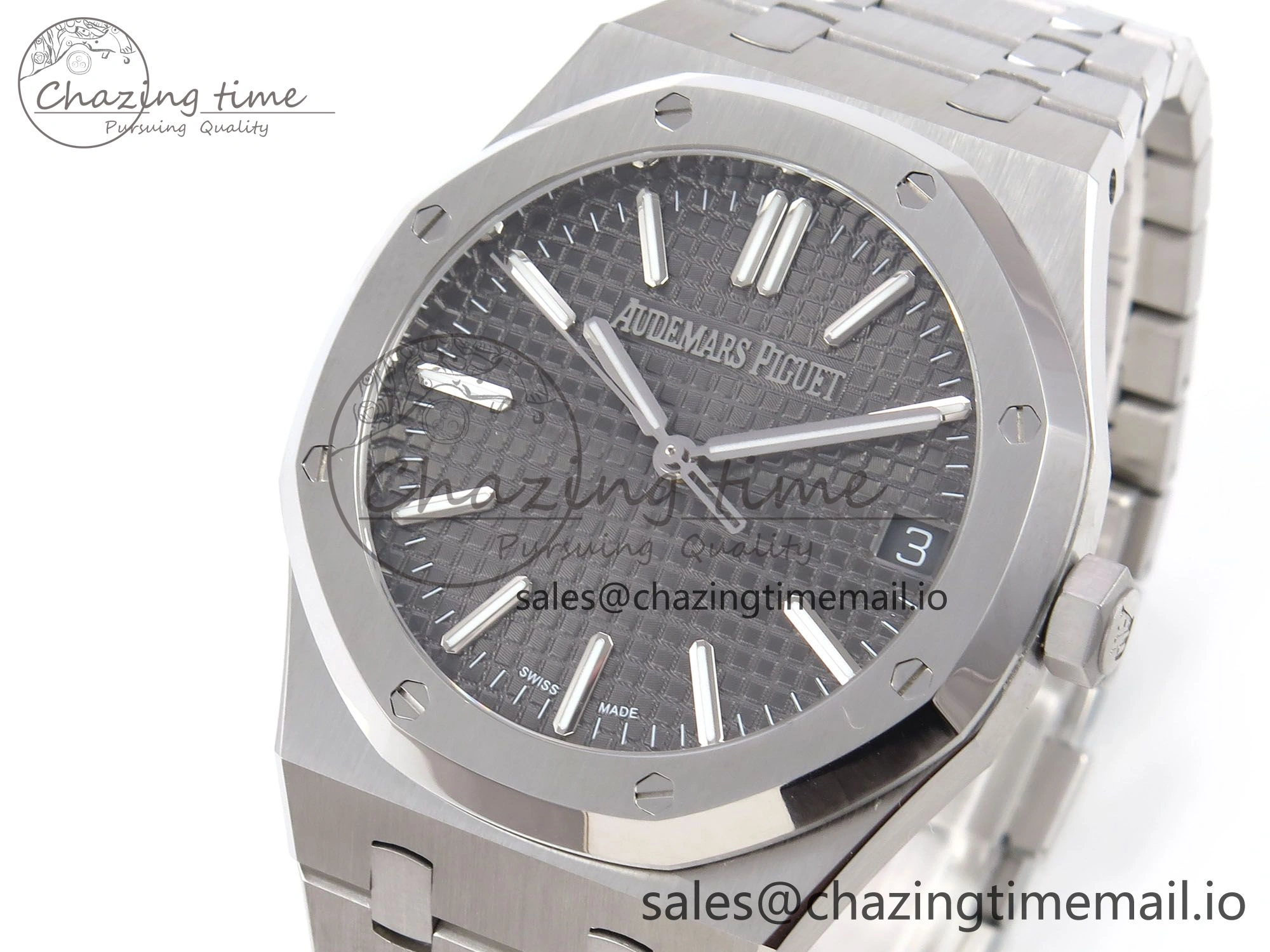 Royal Oak 41mm 15510 “50th Anniversary” SS IPF 1:1 Best Edition Gray Textured Dial on SS Bracelet SA4302 Super Clone Contemporary 4386