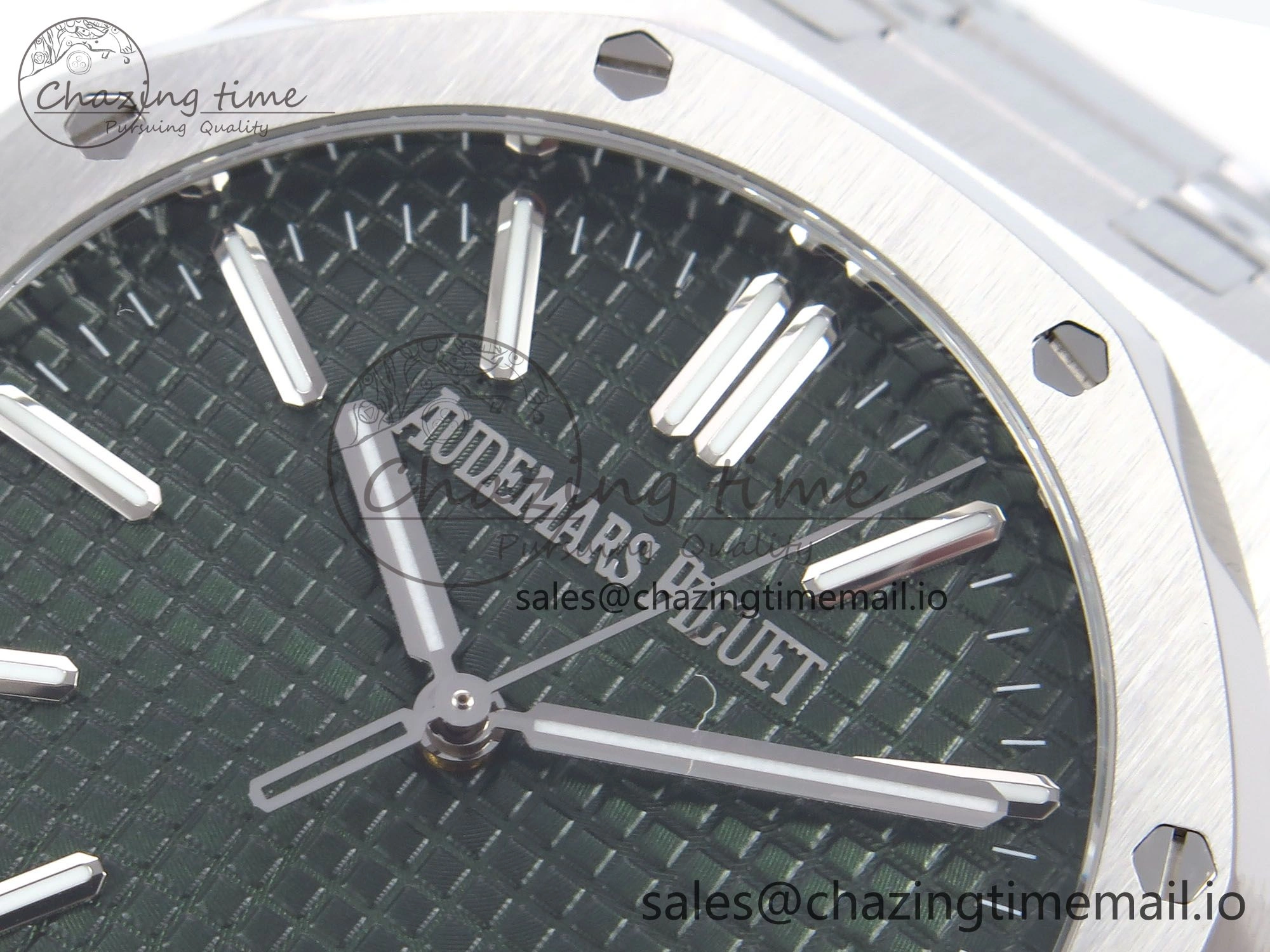 TravelReady Royal Oak 41mm 15510 “50th Anniversary” SS IPF 1:1 Best Edition Green Textured Dial on SS Bracelet SA4302 Super Clone 4387