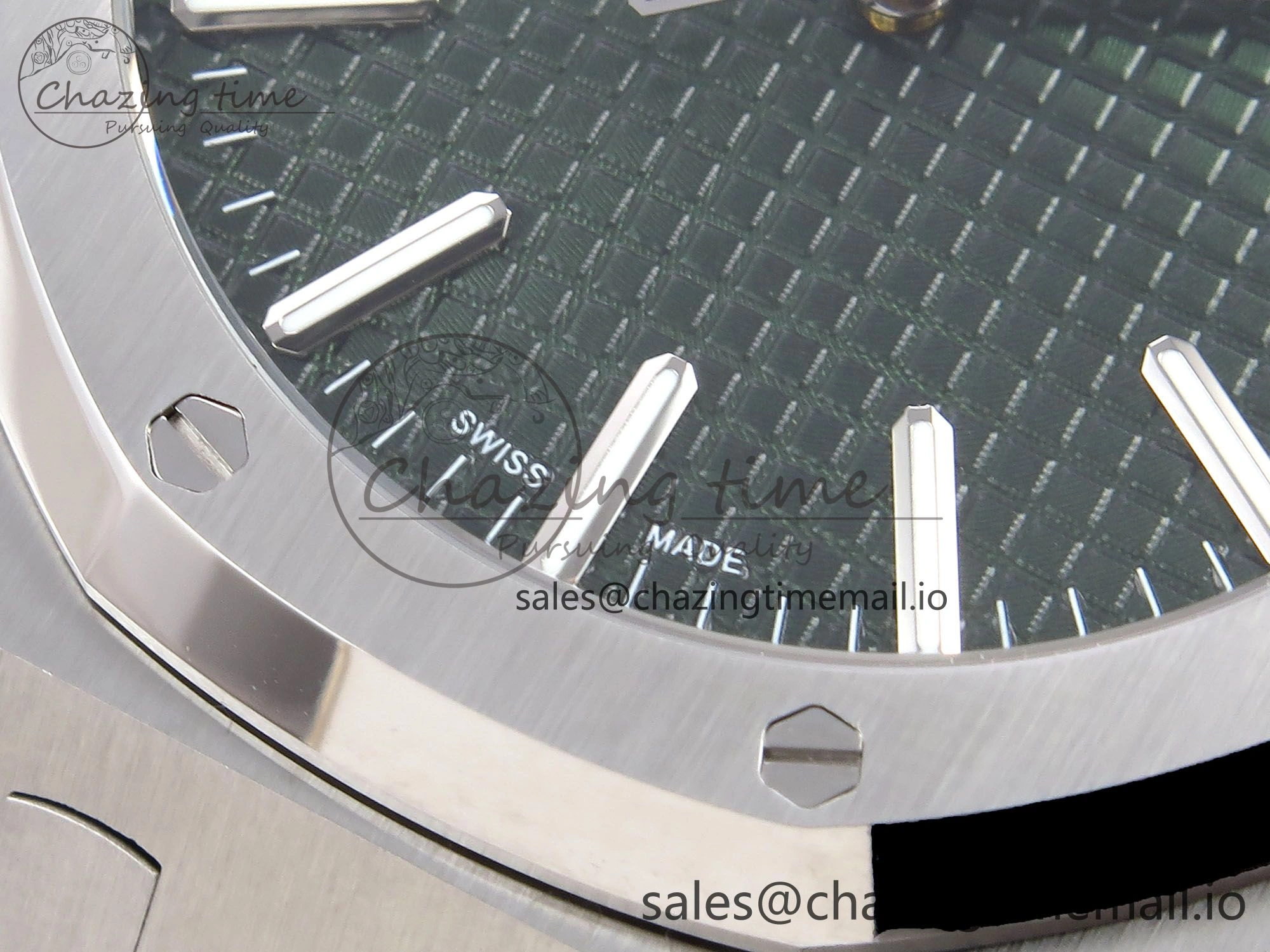 TravelReady Royal Oak 41mm 15510 “50th Anniversary” SS IPF 1:1 Best Edition Green Textured Dial on SS Bracelet SA4302 Super Clone 4387
