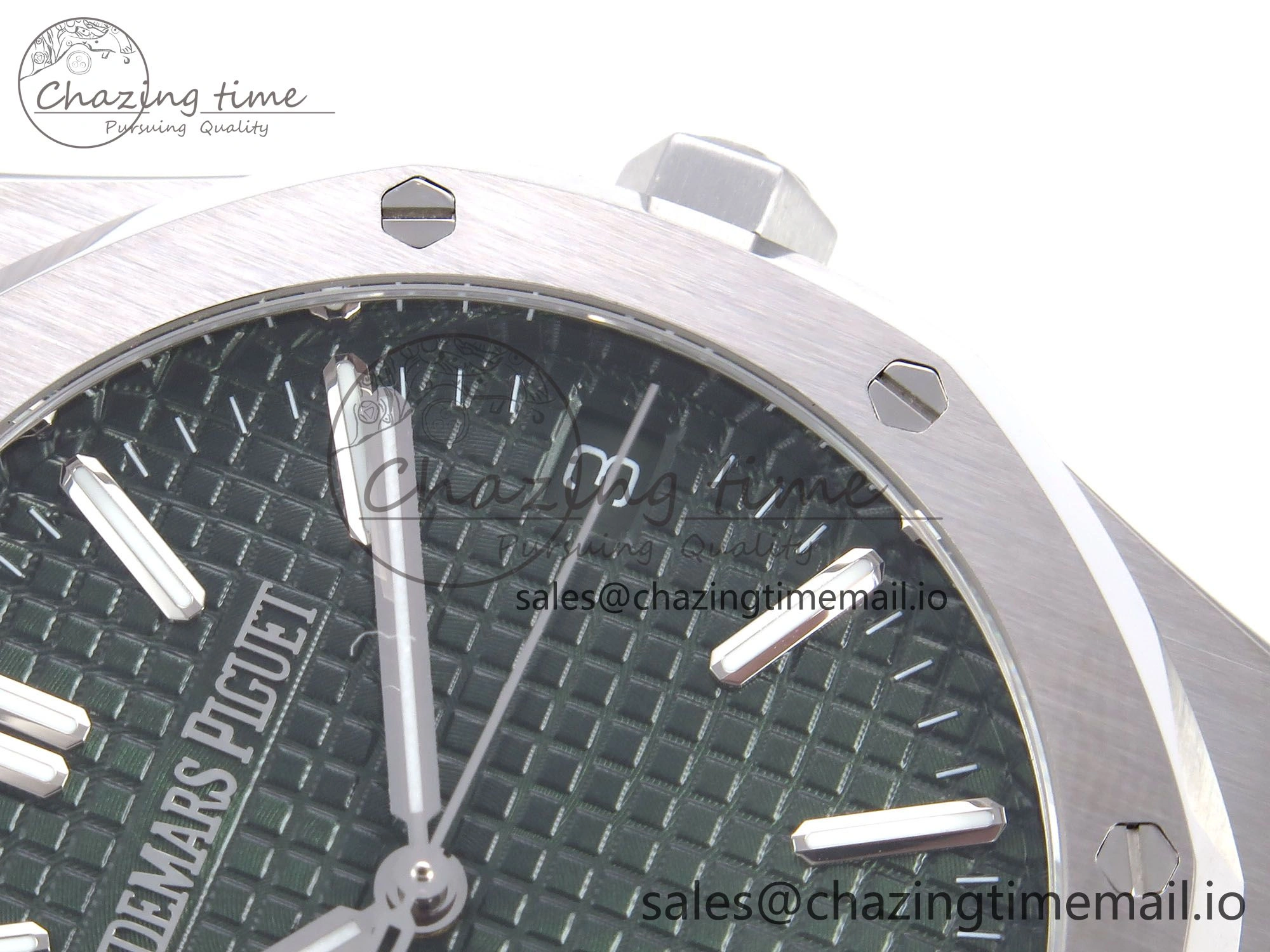 TravelReady Royal Oak 41mm 15510 “50th Anniversary” SS IPF 1:1 Best Edition Green Textured Dial on SS Bracelet SA4302 Super Clone 4387