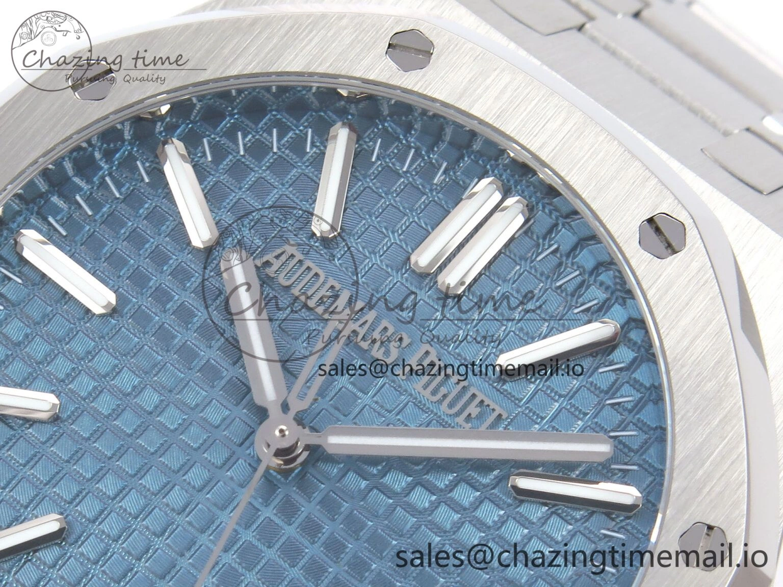 Royal Oak 41mm 15510 “50th Anniversary” SS IPF 1:1 Best Edition Light Blue Textured Dial on SS Bracelet SA4302 Super Clone Fashionable 4384