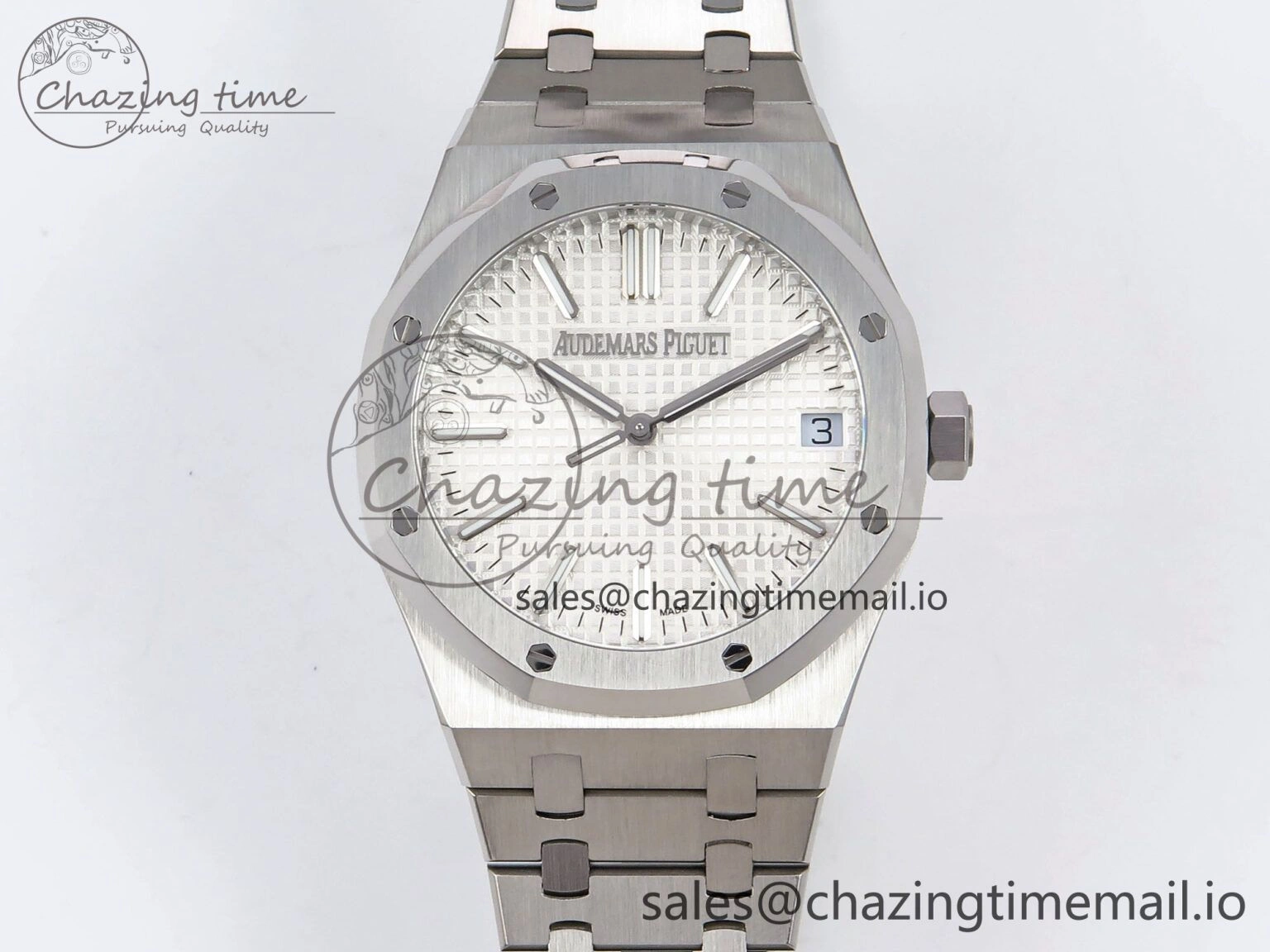 Durable Royal Oak 41mm 15510 “50th Anniversary” SS IPF 1:1 Best Edition White Textured Dial on SS Bracelet SA4302 Super Clone 4389