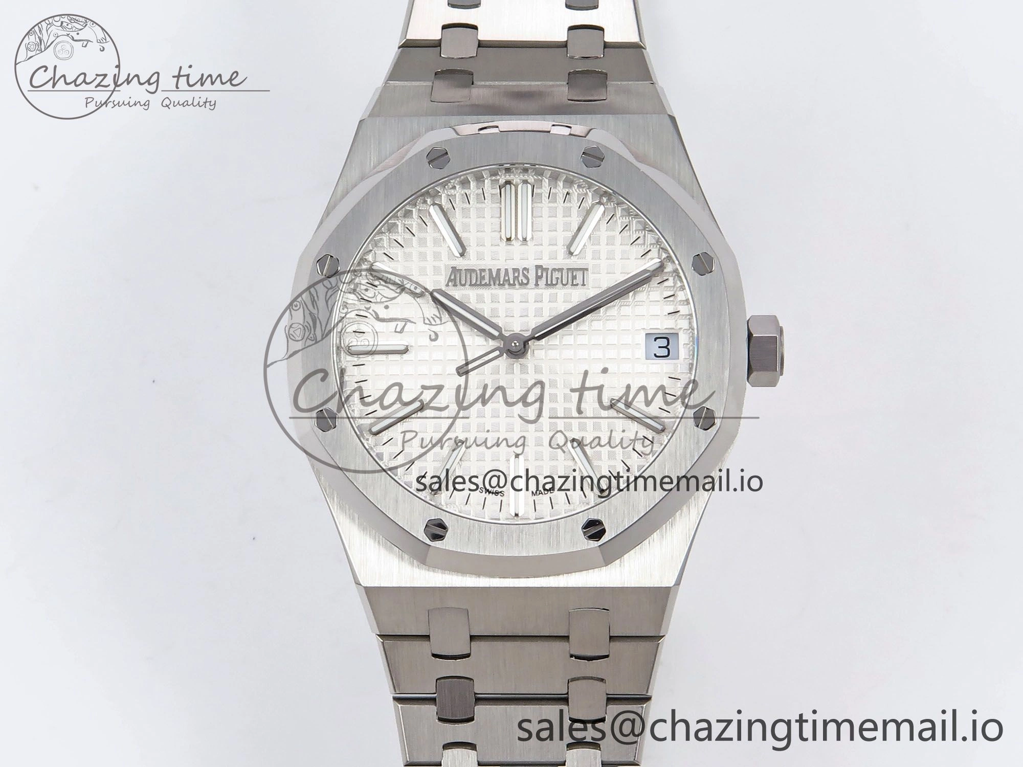 Durable Royal Oak 41mm 15510 “50th Anniversary” SS IPF 1:1 Best Edition White Textured Dial on SS Bracelet SA4302 Super Clone 4389