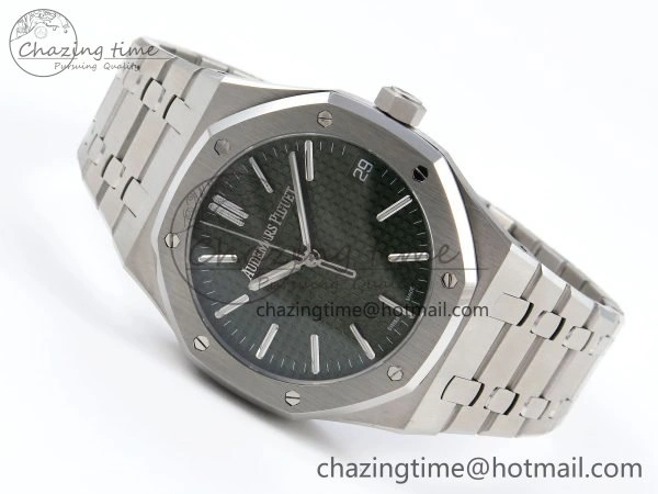 Functional Royal Oak 41mm 15510 “50th Anniversary” SS SF 1:1 Best Edition Green Dial on SS Bracelet SA4302 Super Clone 4445