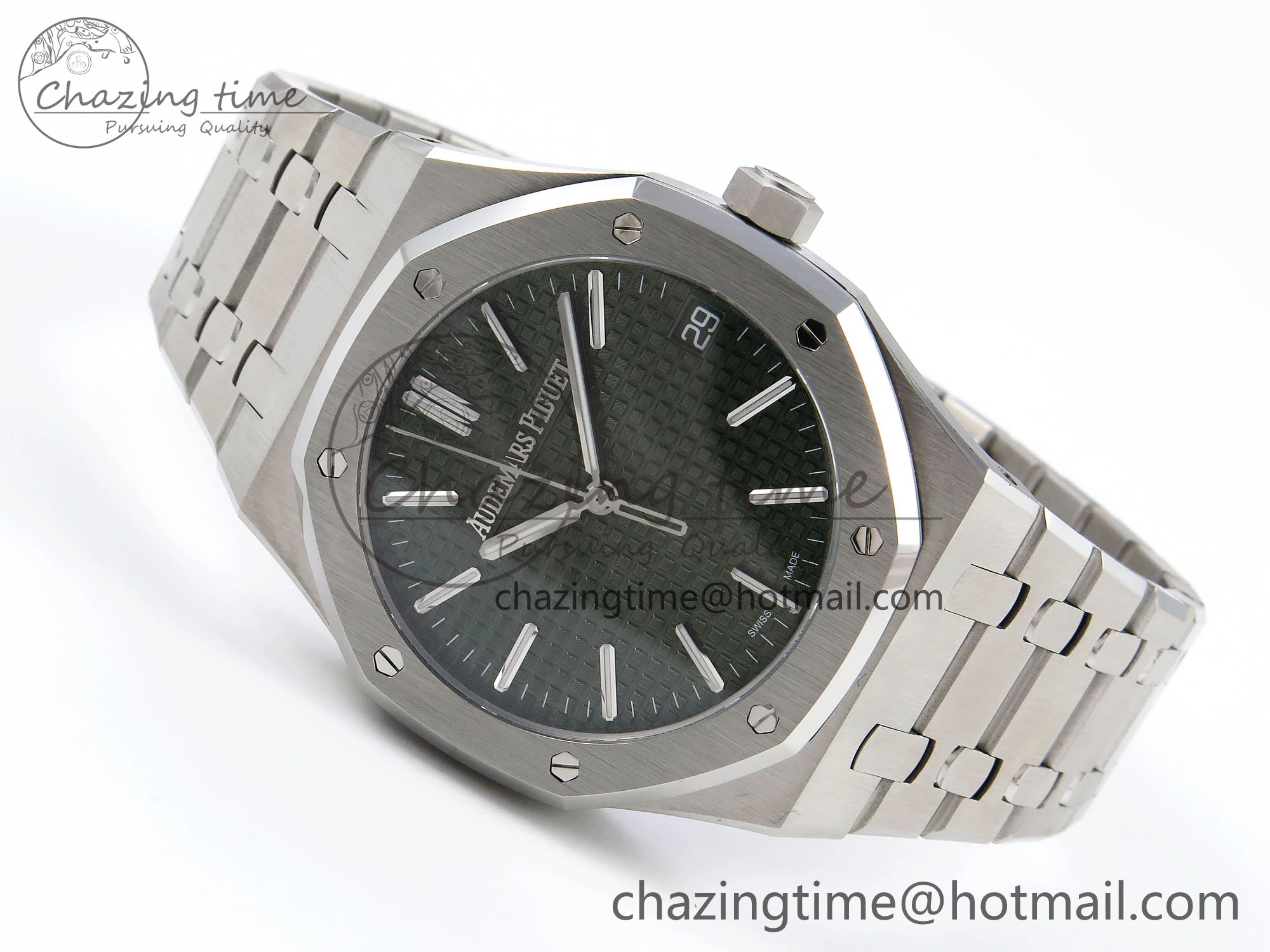 Functional Royal Oak 41mm 15510 “50th Anniversary” SS SF 1:1 Best Edition Green Dial on SS Bracelet SA4302 Super Clone 4445