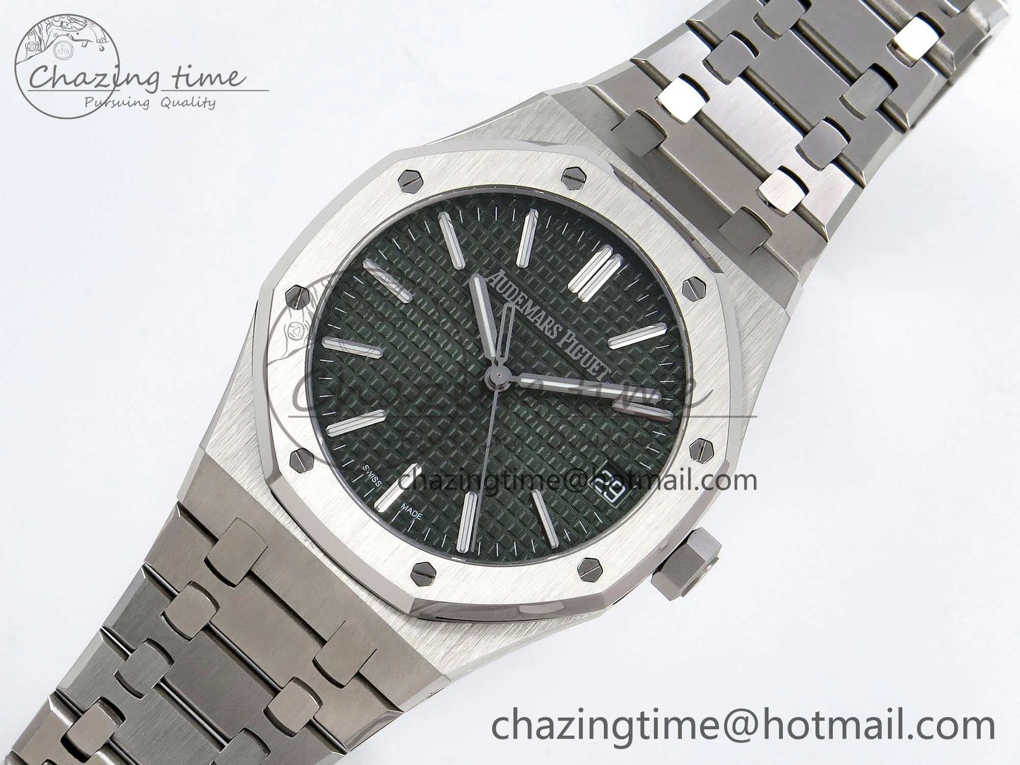 Functional Royal Oak 41mm 15510 “50th Anniversary” SS SF 1:1 Best Edition Green Dial on SS Bracelet SA4302 Super Clone 4445