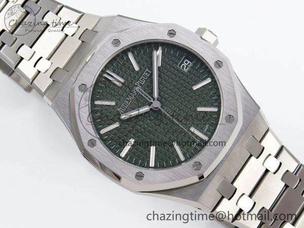 Functional Royal Oak 41mm 15510 “50th Anniversary” SS SF 1:1 Best Edition Green Dial on SS Bracelet SA4302 Super Clone 4445