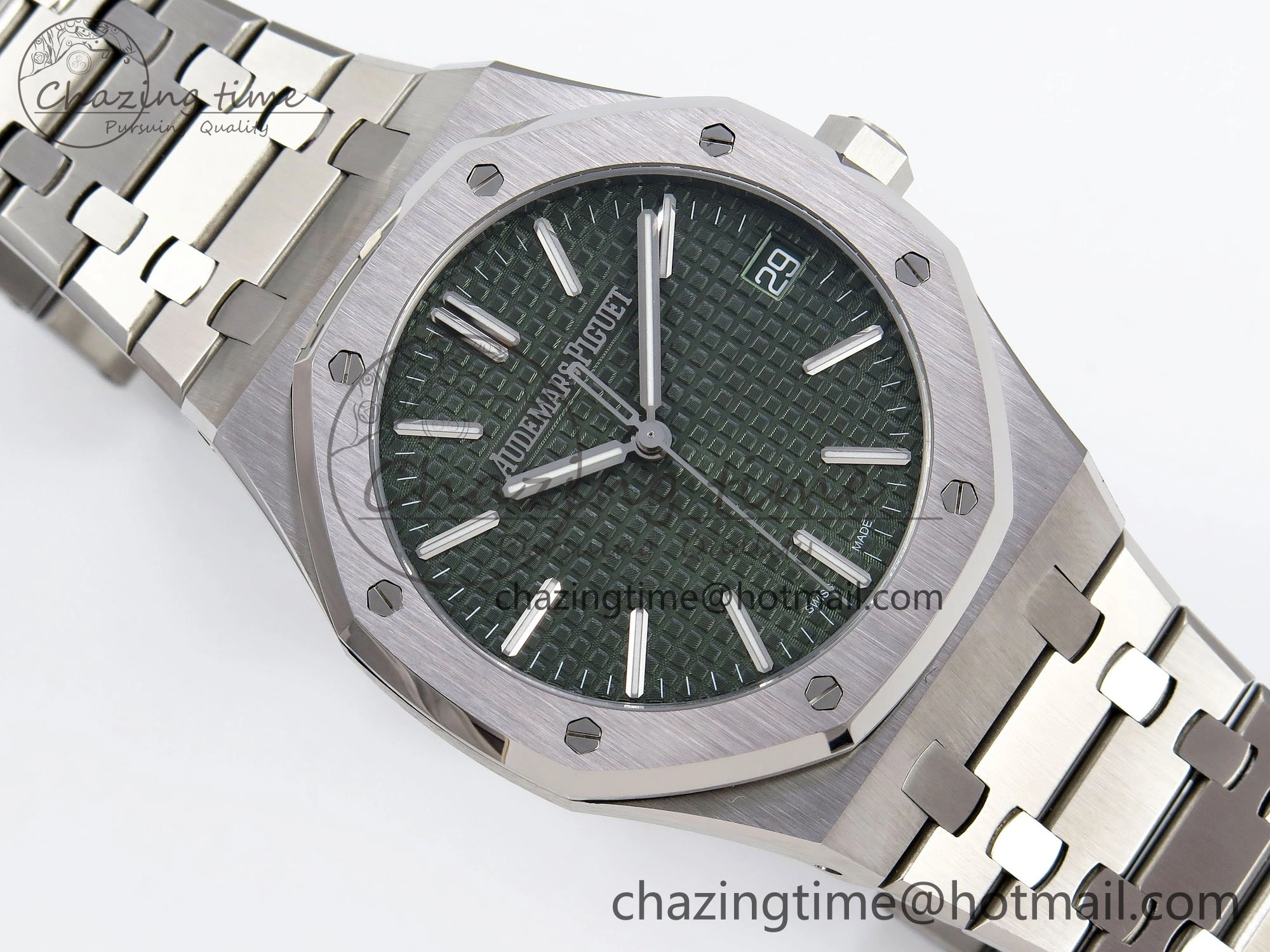 Functional Royal Oak 41mm 15510 “50th Anniversary” SS SF 1:1 Best Edition Green Dial on SS Bracelet SA4302 Super Clone 4445