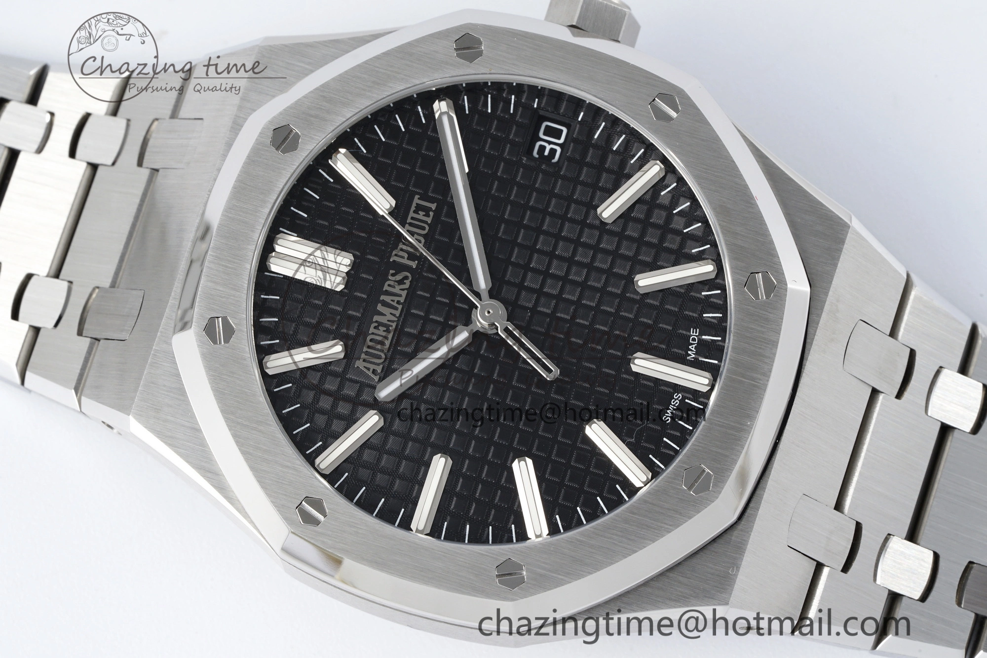 Classic Royal Oak 41mm 15510 “50th Anniversary” SS ZF 1:1 Best Edition Black Textured Dial on SS Bracelet A 4664