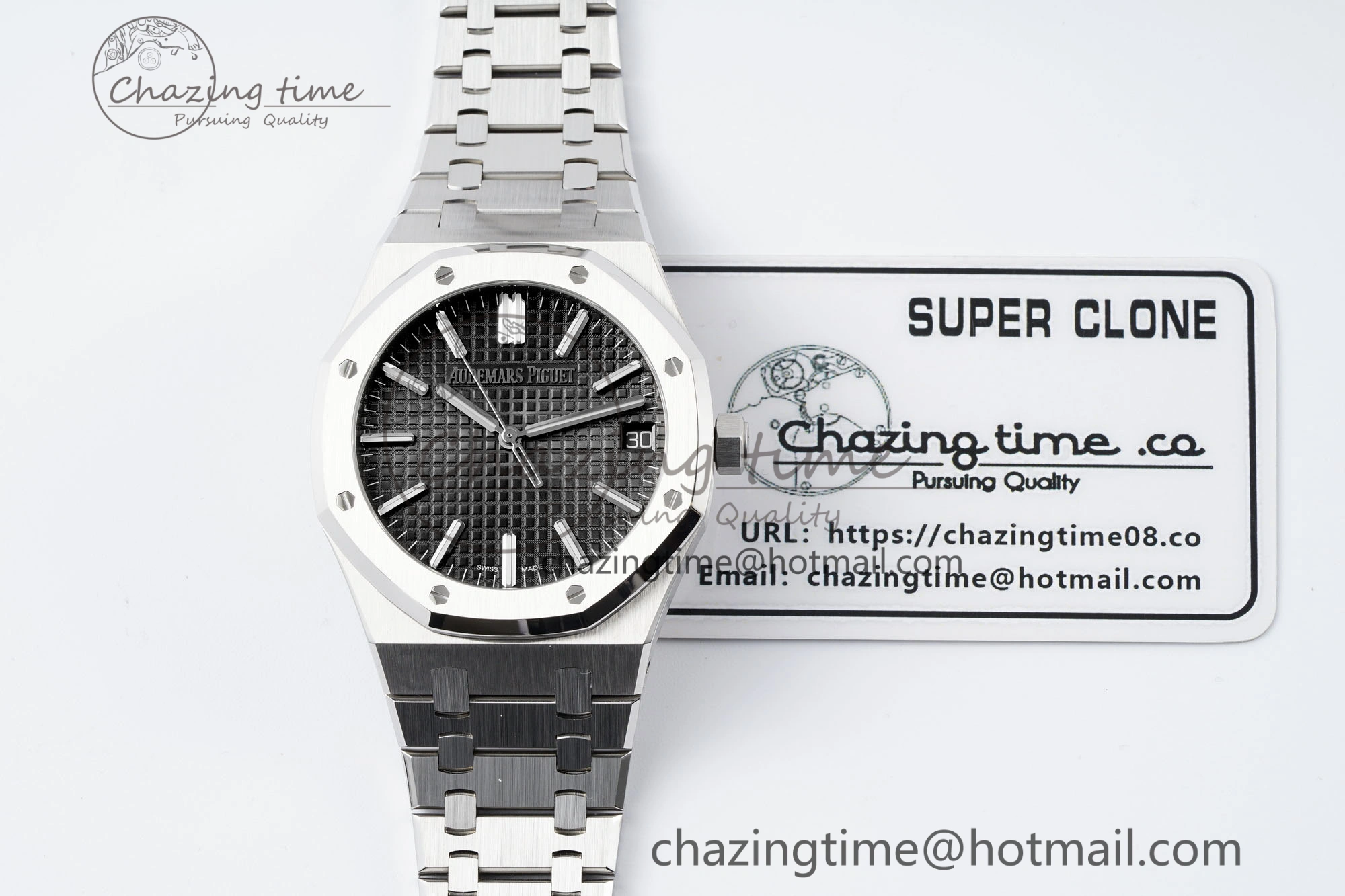 Classic Royal Oak 41mm 15510 “50th Anniversary” SS ZF 1:1 Best Edition Black Textured Dial on SS Bracelet A 4664