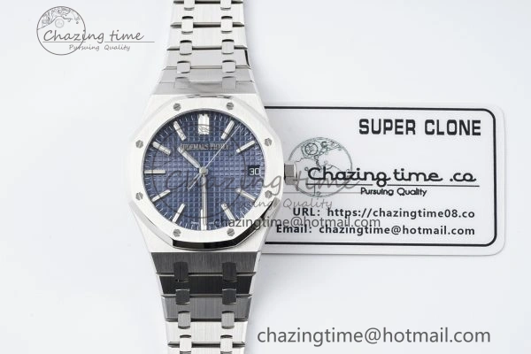 Colorful Royal Oak 41mm 15510 “50th Anniversary” SS ZF 1:1 Best Edition Blue Textured Dial on SS Bracelet A 4662