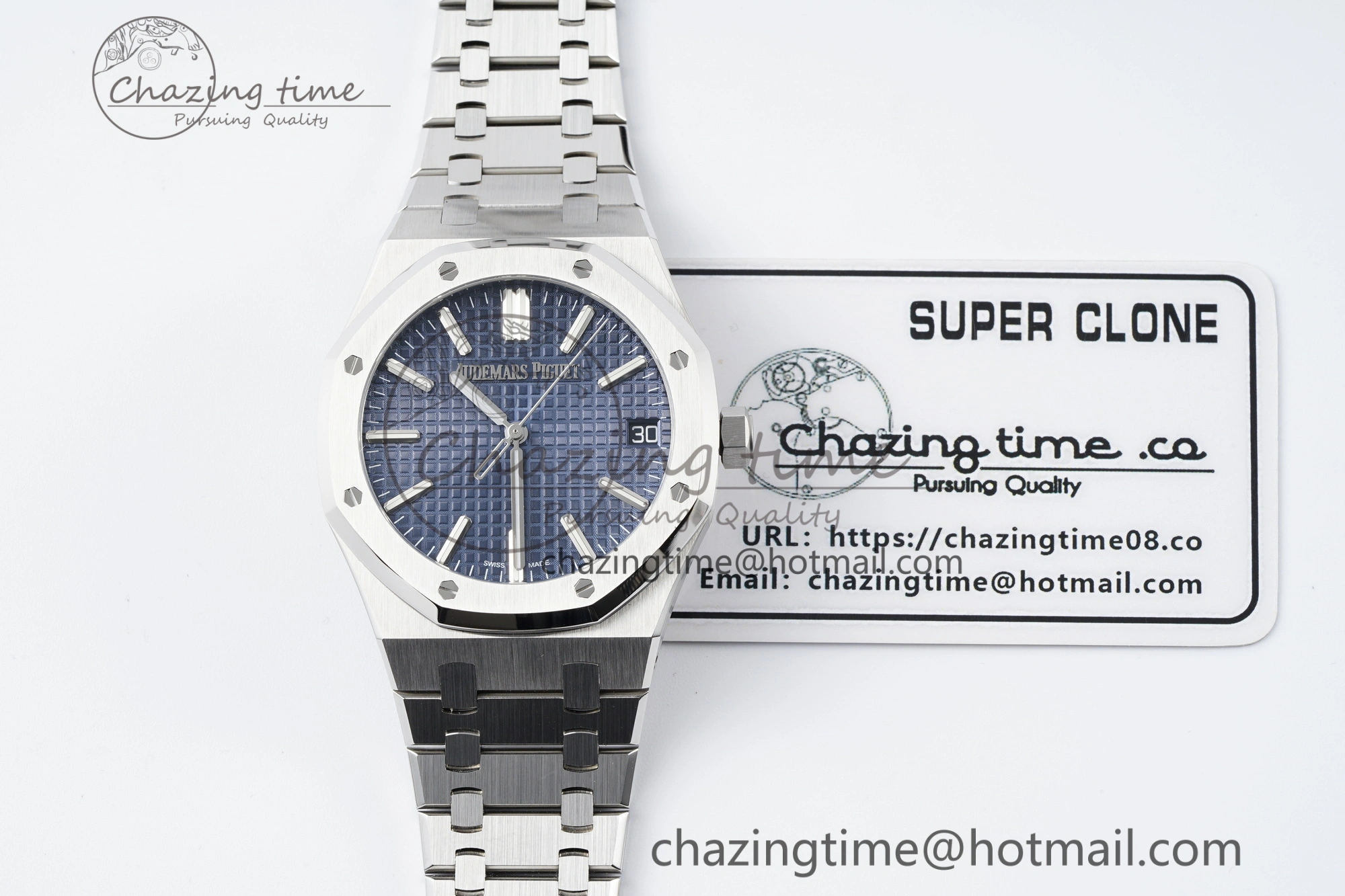 Colorful Royal Oak 41mm 15510 “50th Anniversary” SS ZF 1:1 Best Edition Blue Textured Dial on SS Bracelet A 4662