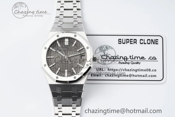 Supportive Royal Oak 41mm 15510 “50th Anniversary” SS ZF 1:1 Best Edition Gray Textured Dial on SS Bracelet A 4660