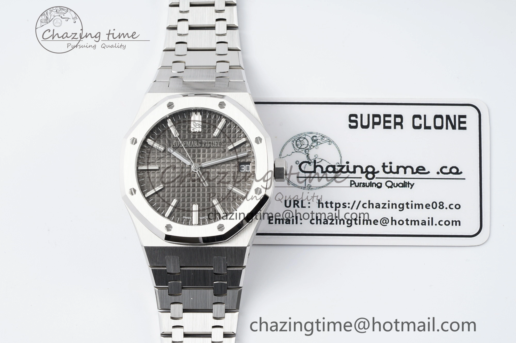 Supportive Royal Oak 41mm 15510 “50th Anniversary” SS ZF 1:1 Best Edition Gray Textured Dial on SS Bracelet A 4660