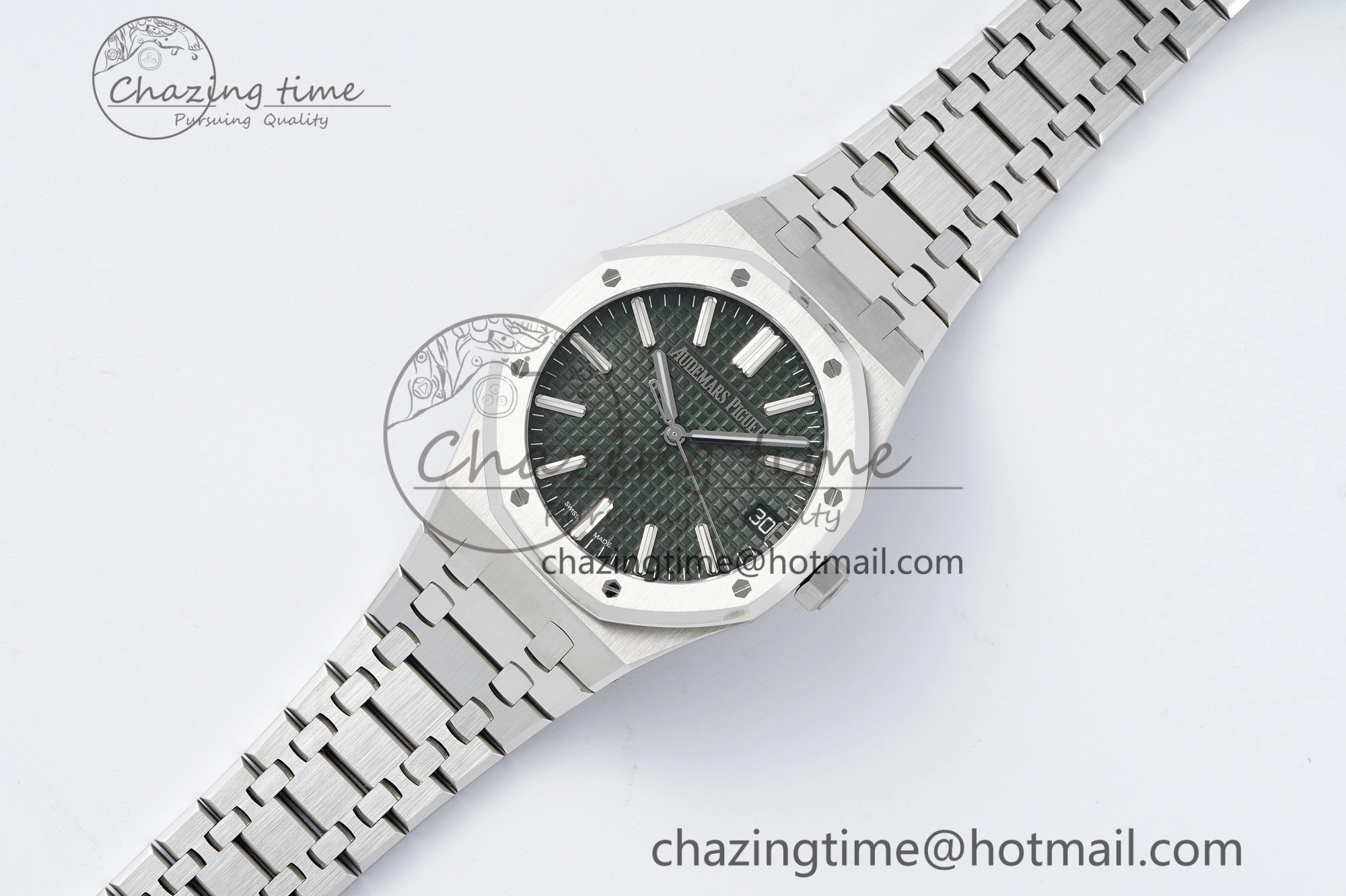 Royal Oak 41mm 15510 “50th Anniversary” SS ZF 1:1 Best Edition Green Textured Dial on SS Bracelet A Efficient 4661