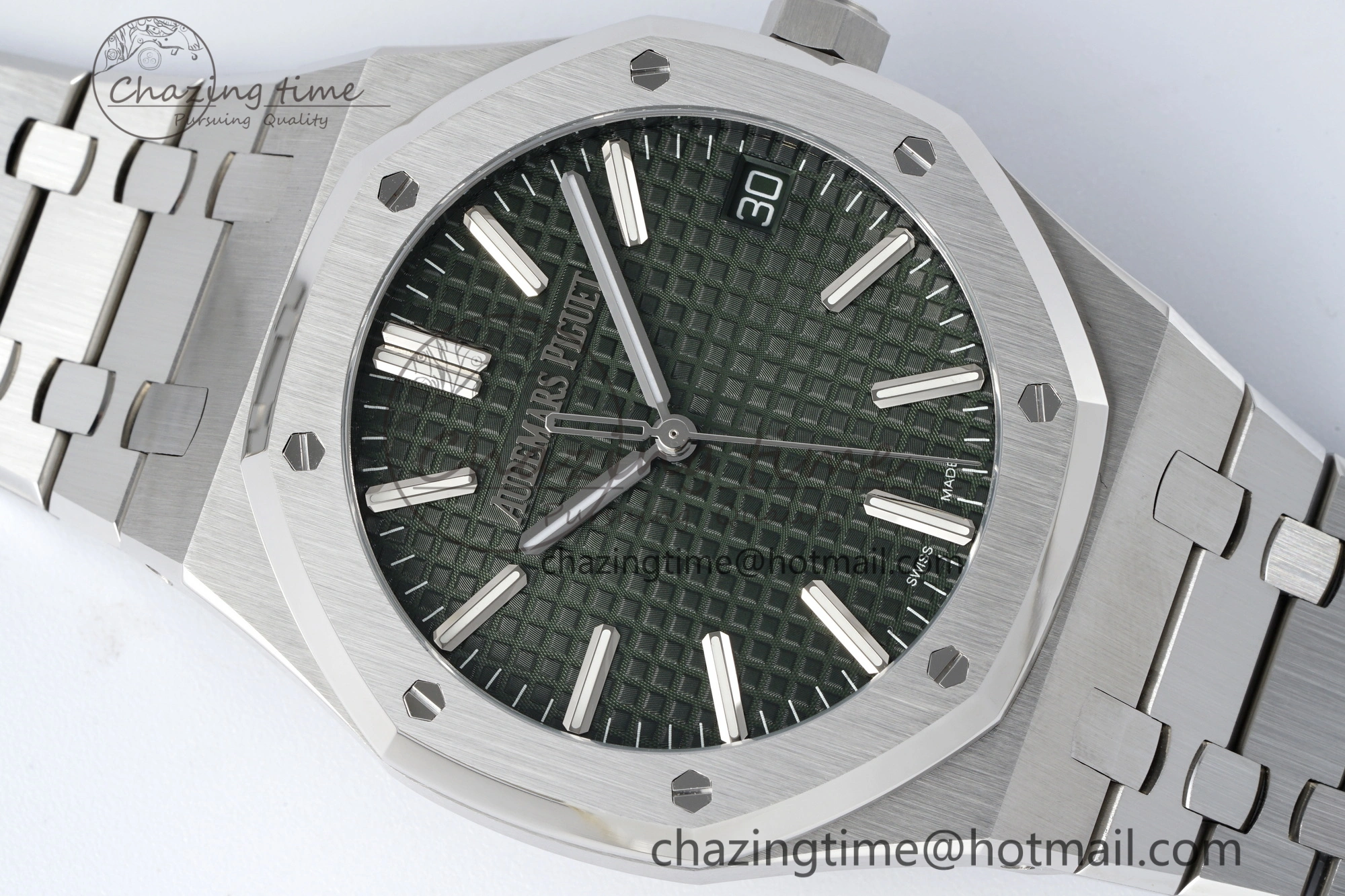 Royal Oak 41mm 15510 “50th Anniversary” SS ZF 1:1 Best Edition Green Textured Dial on SS Bracelet A Efficient 4661