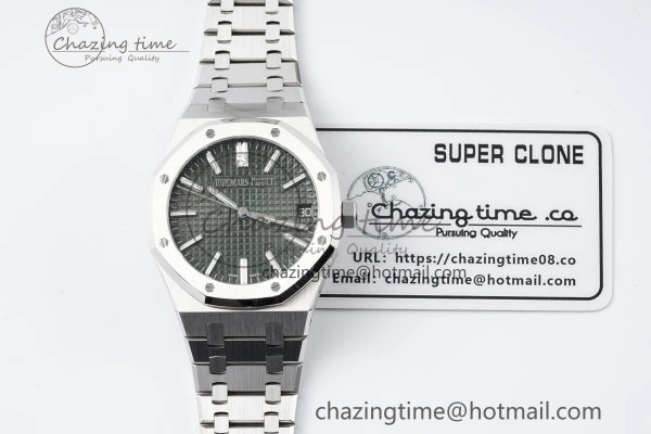 Royal Oak 41mm 15510 “50th Anniversary” SS ZF 1:1 Best Edition Green Textured Dial on SS Bracelet A Efficient 4661