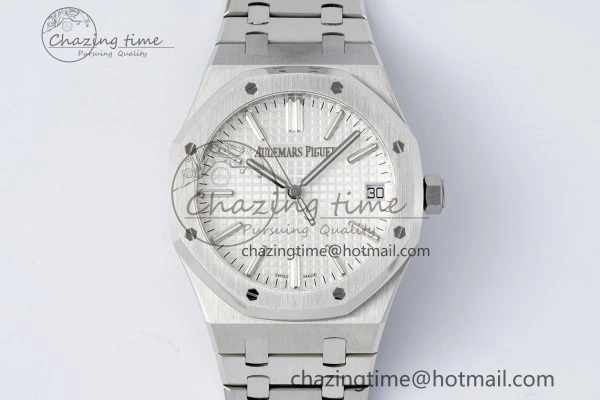 Contemporary Royal Oak 41mm 15510 “50th Anniversary” SS ZF 1:1 Best Edition White Textured Dial on SS Bracelet A 4663