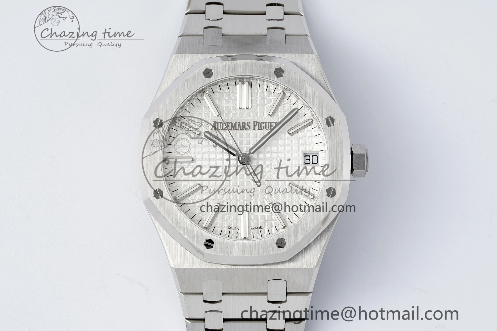 Contemporary Royal Oak 41mm 15510 “50th Anniversary” SS ZF 1:1 Best Edition White Textured Dial on SS Bracelet A 4663
