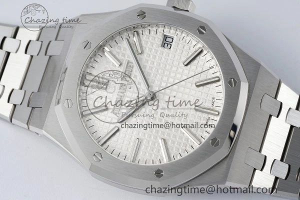 Contemporary Royal Oak 41mm 15510 “50th Anniversary” SS ZF 1:1 Best Edition White Textured Dial on SS Bracelet A 4663