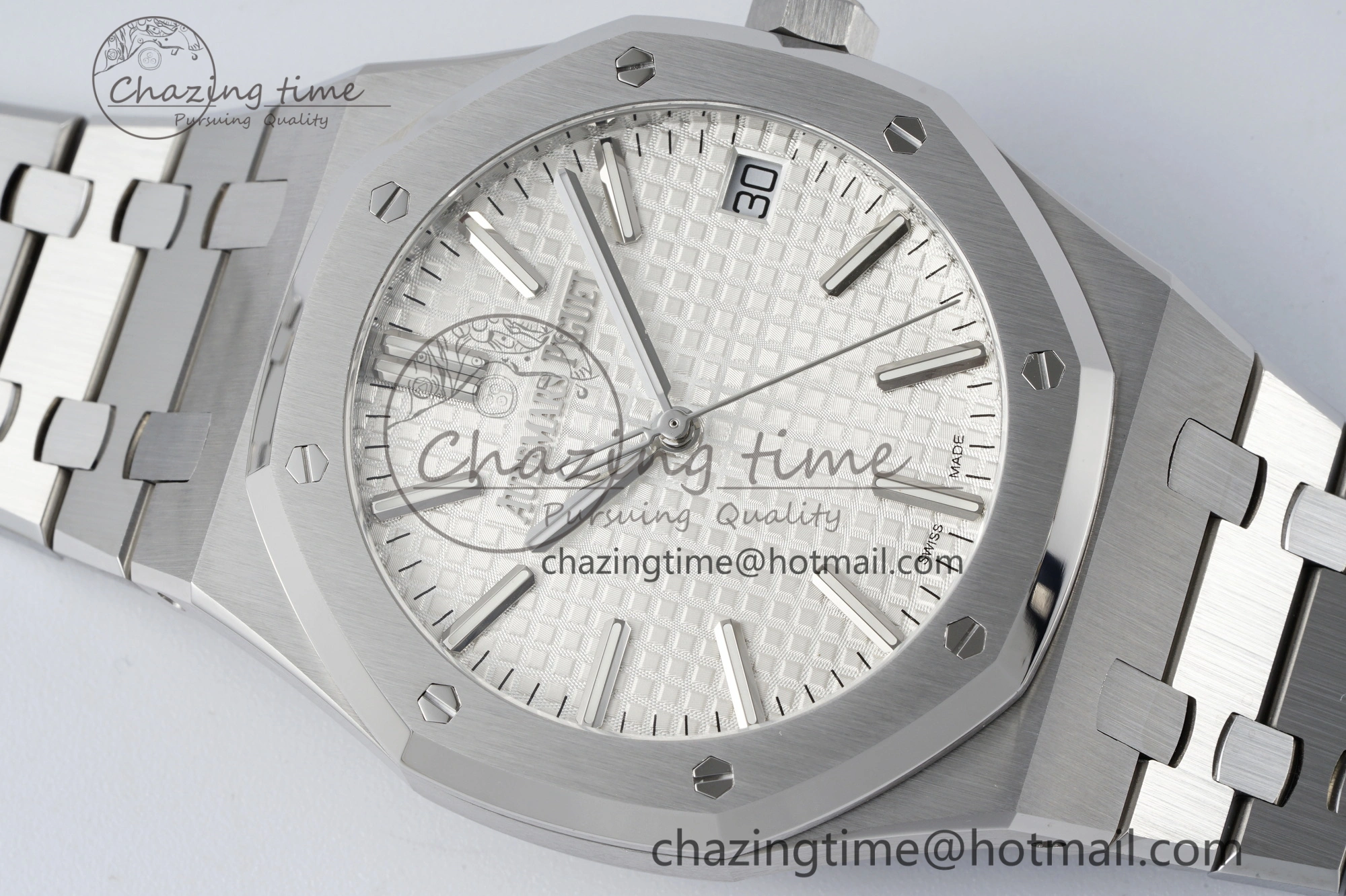 Contemporary Royal Oak 41mm 15510 “50th Anniversary” SS ZF 1:1 Best Edition White Textured Dial on SS Bracelet A 4663