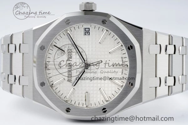 Contemporary Royal Oak 41mm 15510 “50th Anniversary” SS ZF 1:1 Best Edition White Textured Dial on SS Bracelet A 4663