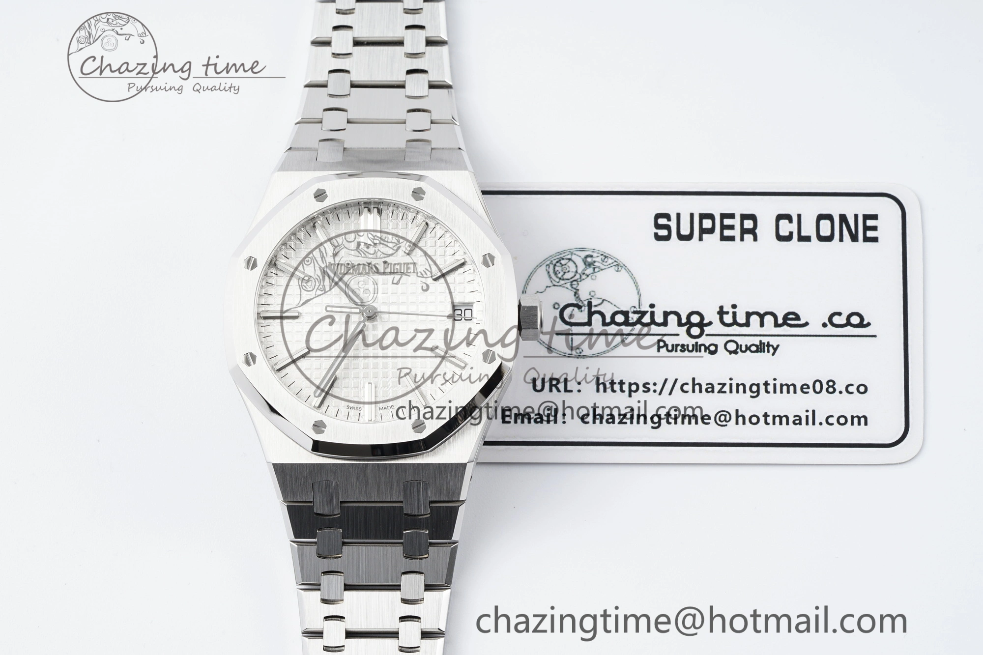 Contemporary Royal Oak 41mm 15510 “50th Anniversary” SS ZF 1:1 Best Edition White Textured Dial on SS Bracelet A 4663