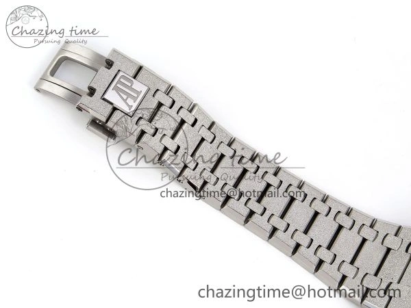 Comfortable Royal Oak 41mm 15510 Frosted SS APSF 1:1 Best Edition Black Textured Dial on SS Bracelet SA4302 Super Clone 4416