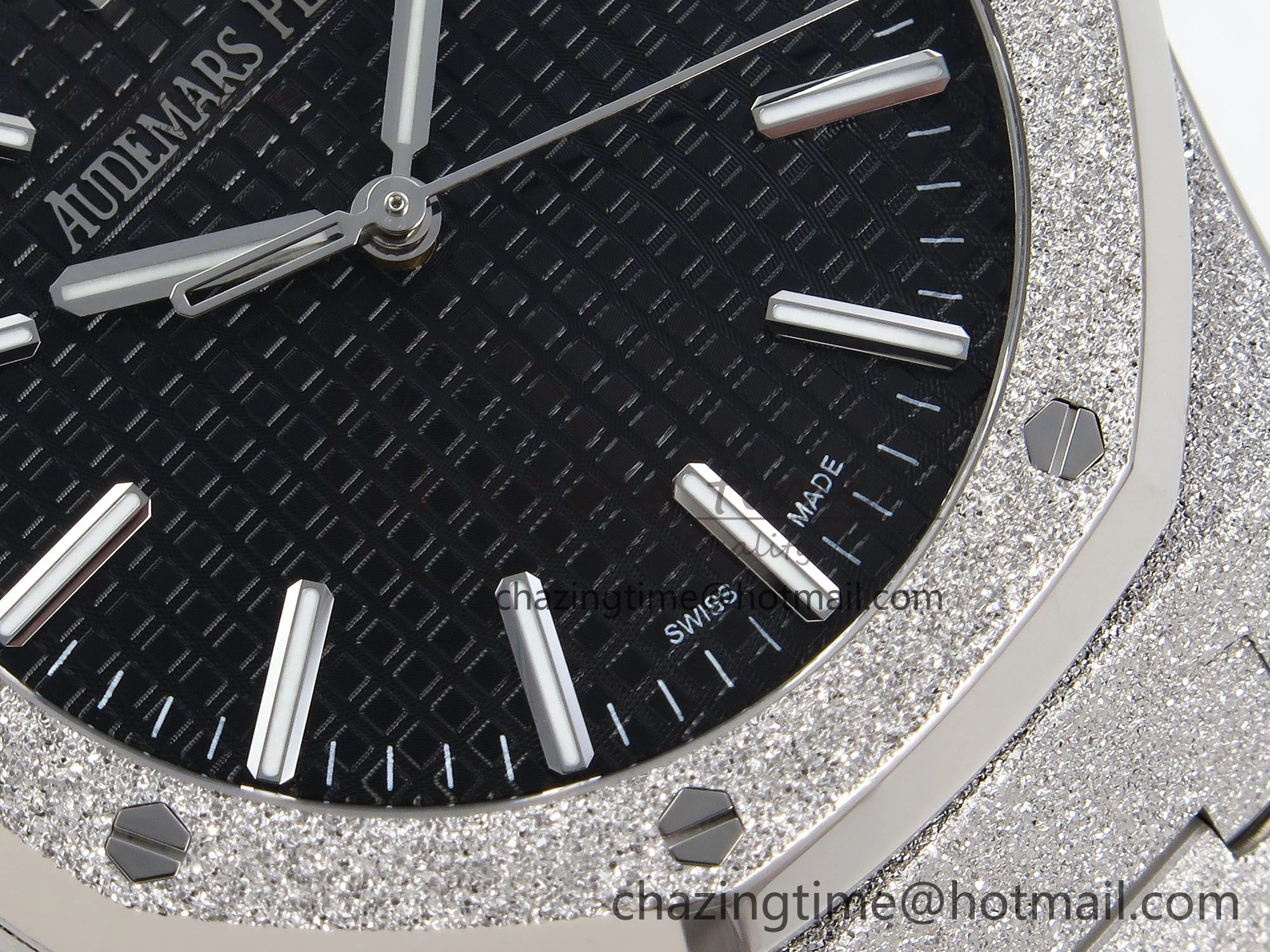 Comfortable Royal Oak 41mm 15510 Frosted SS APSF 1:1 Best Edition Black Textured Dial on SS Bracelet SA4302 Super Clone 4416