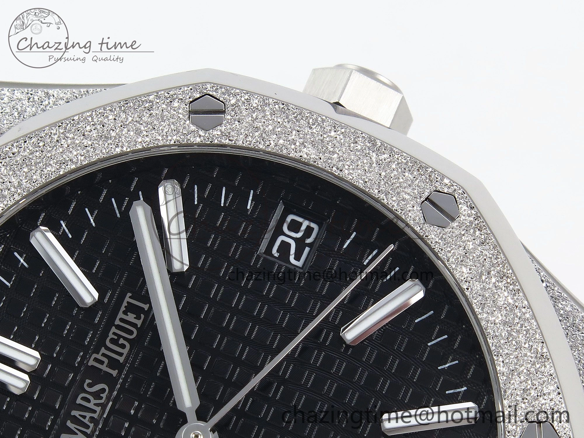 Comfortable Royal Oak 41mm 15510 Frosted SS APSF 1:1 Best Edition Black Textured Dial on SS Bracelet SA4302 Super Clone 4416