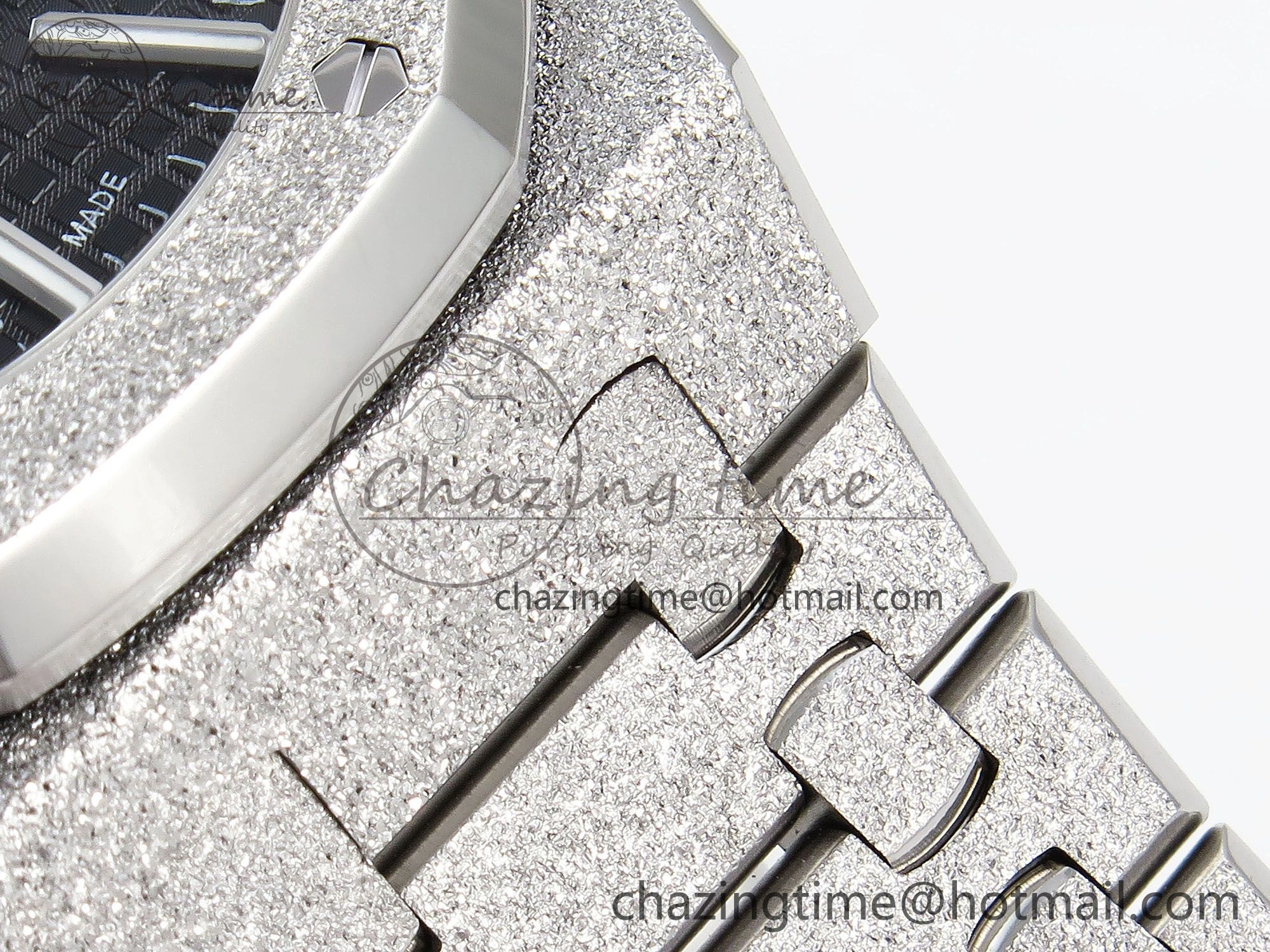 Comfortable Royal Oak 41mm 15510 Frosted SS APSF 1:1 Best Edition Black Textured Dial on SS Bracelet SA4302 Super Clone 4416