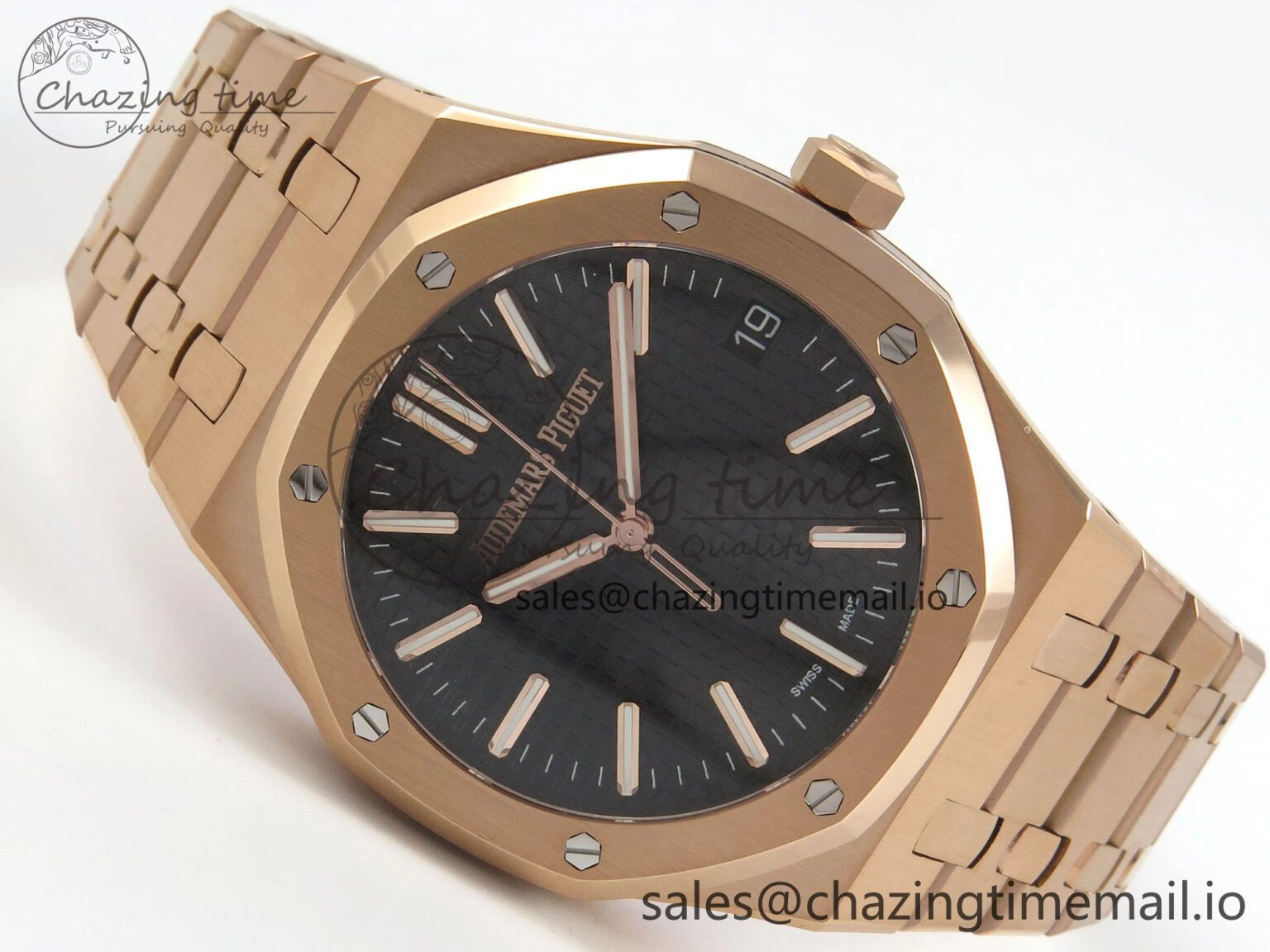 Packable Royal Oak 41mm 15510 RG RSF 1:1 Best Edition Black Dial on RG Bracelet SA4302 Super Clone 4218