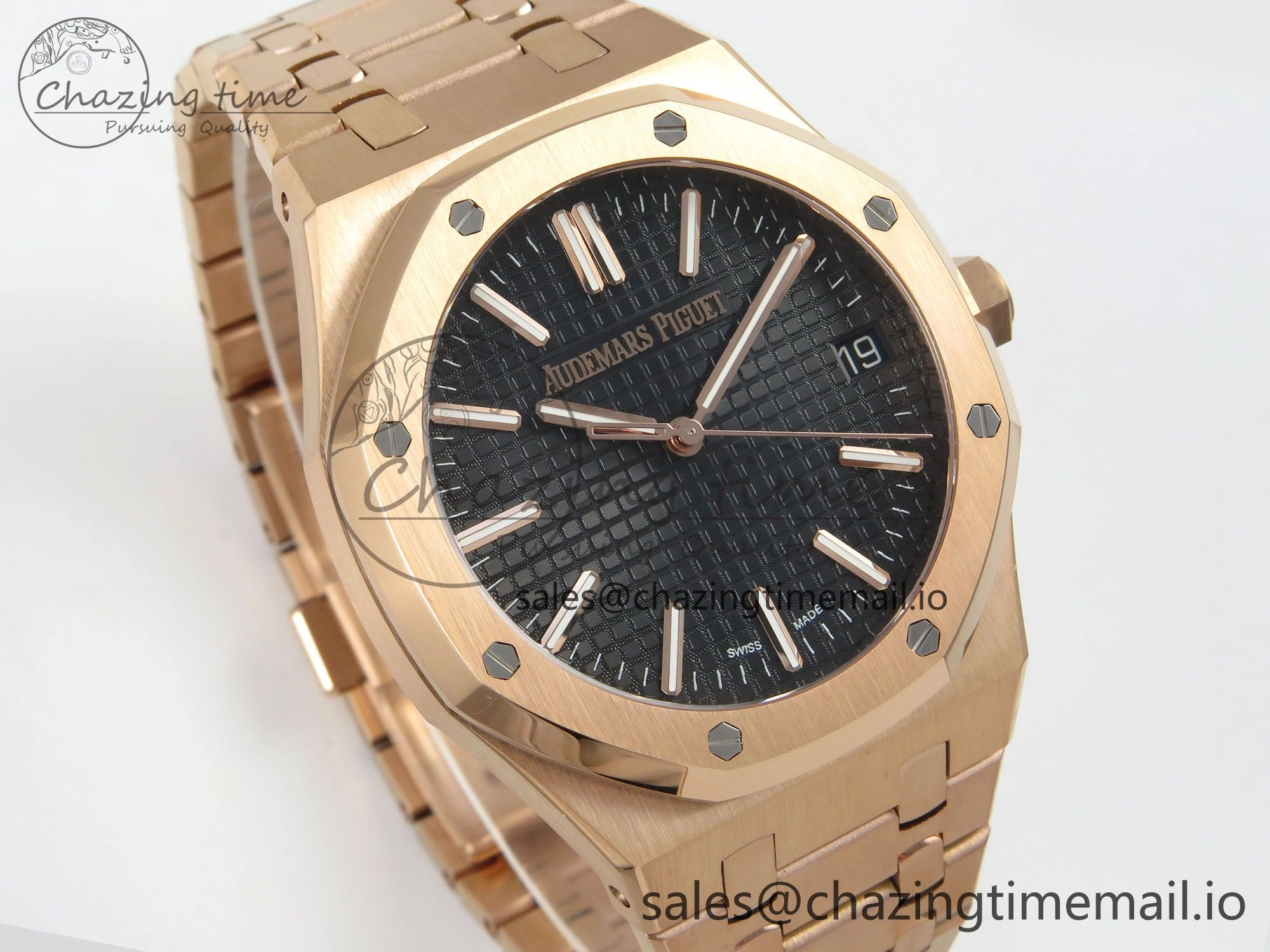 Packable Royal Oak 41mm 15510 RG RSF 1:1 Best Edition Black Dial on RG Bracelet SA4302 Super Clone 4218
