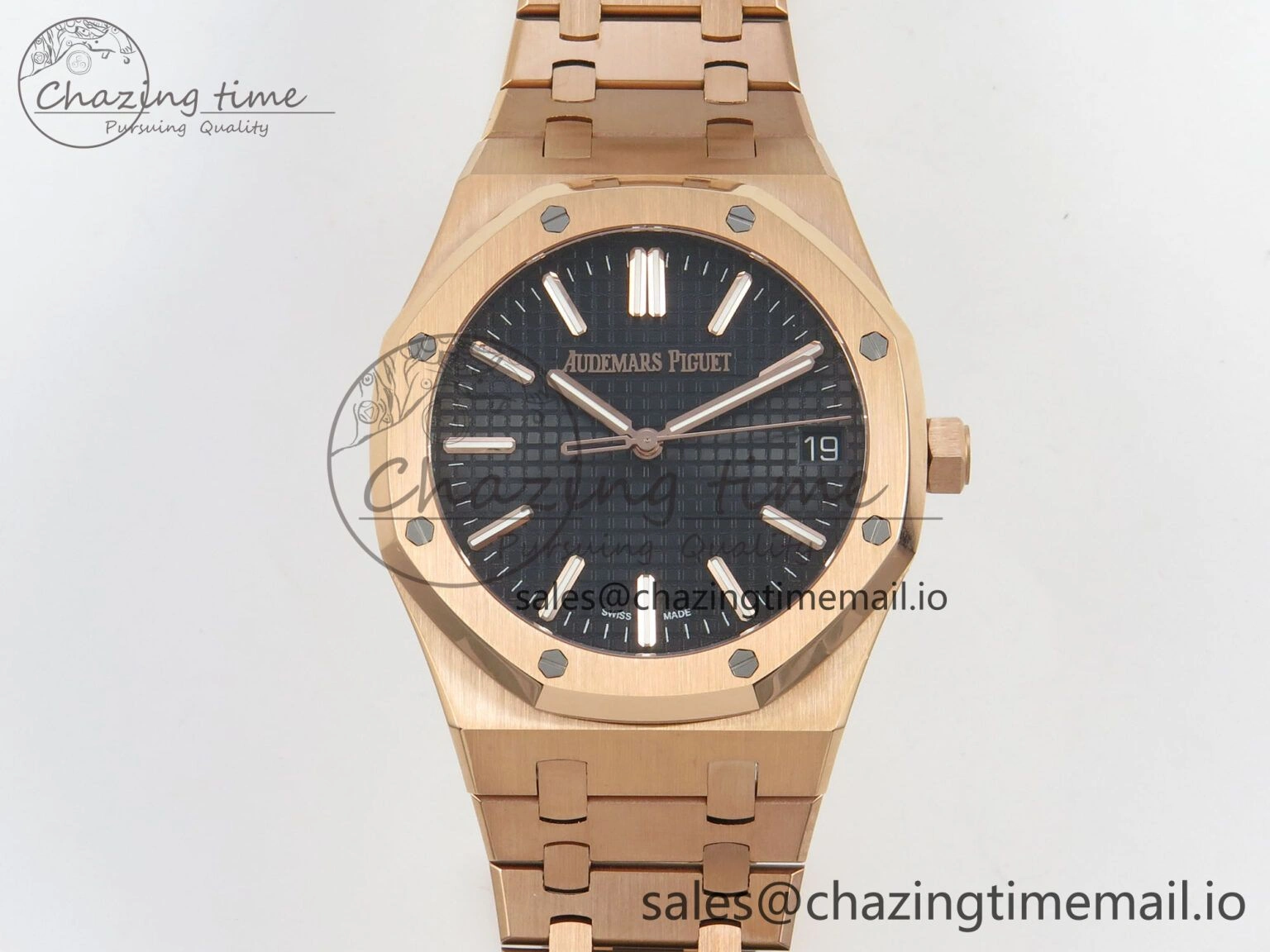 Packable Royal Oak 41mm 15510 RG RSF 1:1 Best Edition Black Dial on RG Bracelet SA4302 Super Clone 4218